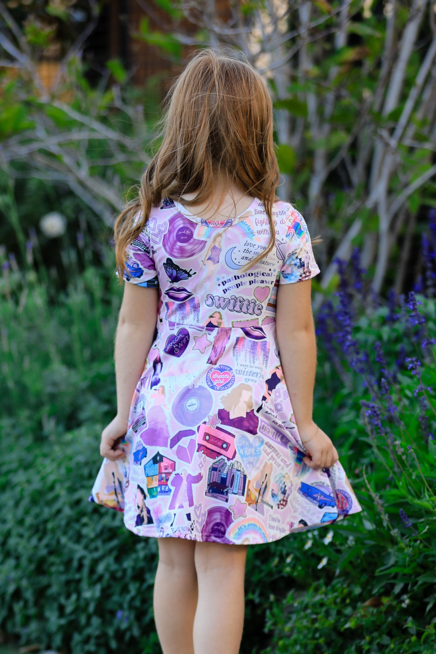TS Print Lavender Girls Milk Silk Dress
