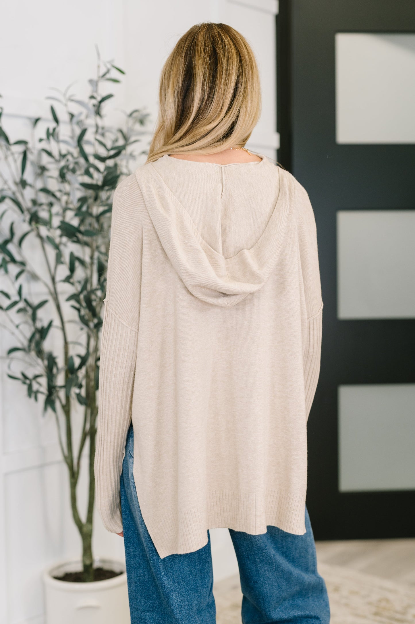 Running Late Hooded Long Sleeve in Beige