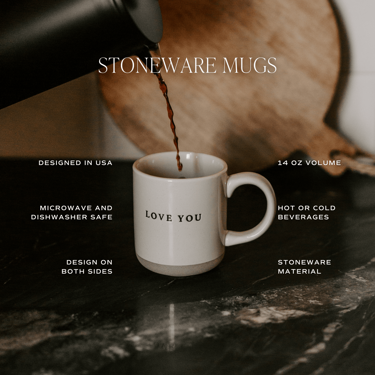 Ghosts 14oz. Black Stoneware Coffee Mug