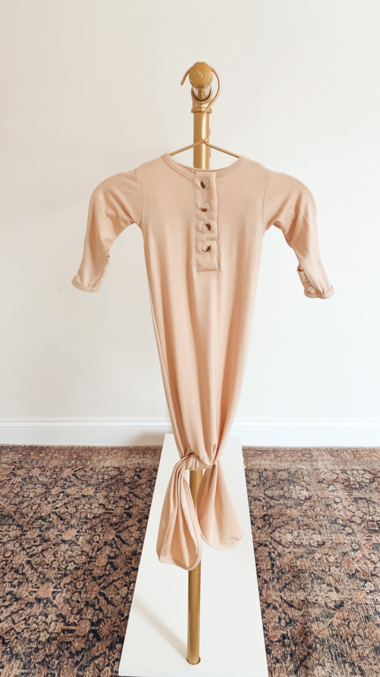 Sand Knotted Baby Gown Set With Hat/Headband Option (Newborn-3 months)