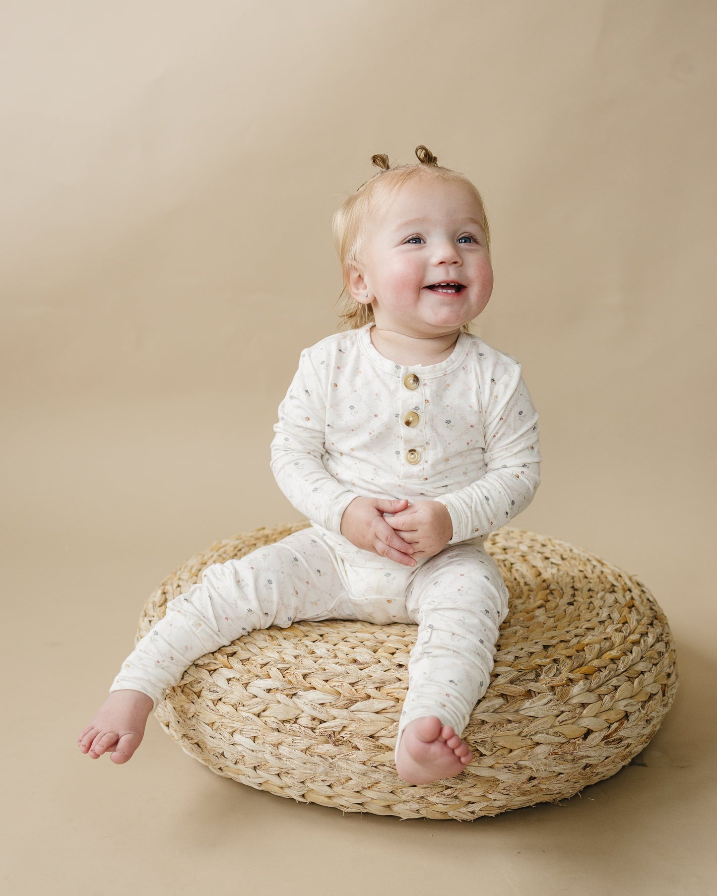 Vintage Blooms 2-Piece Henley Bamboo Pajamas