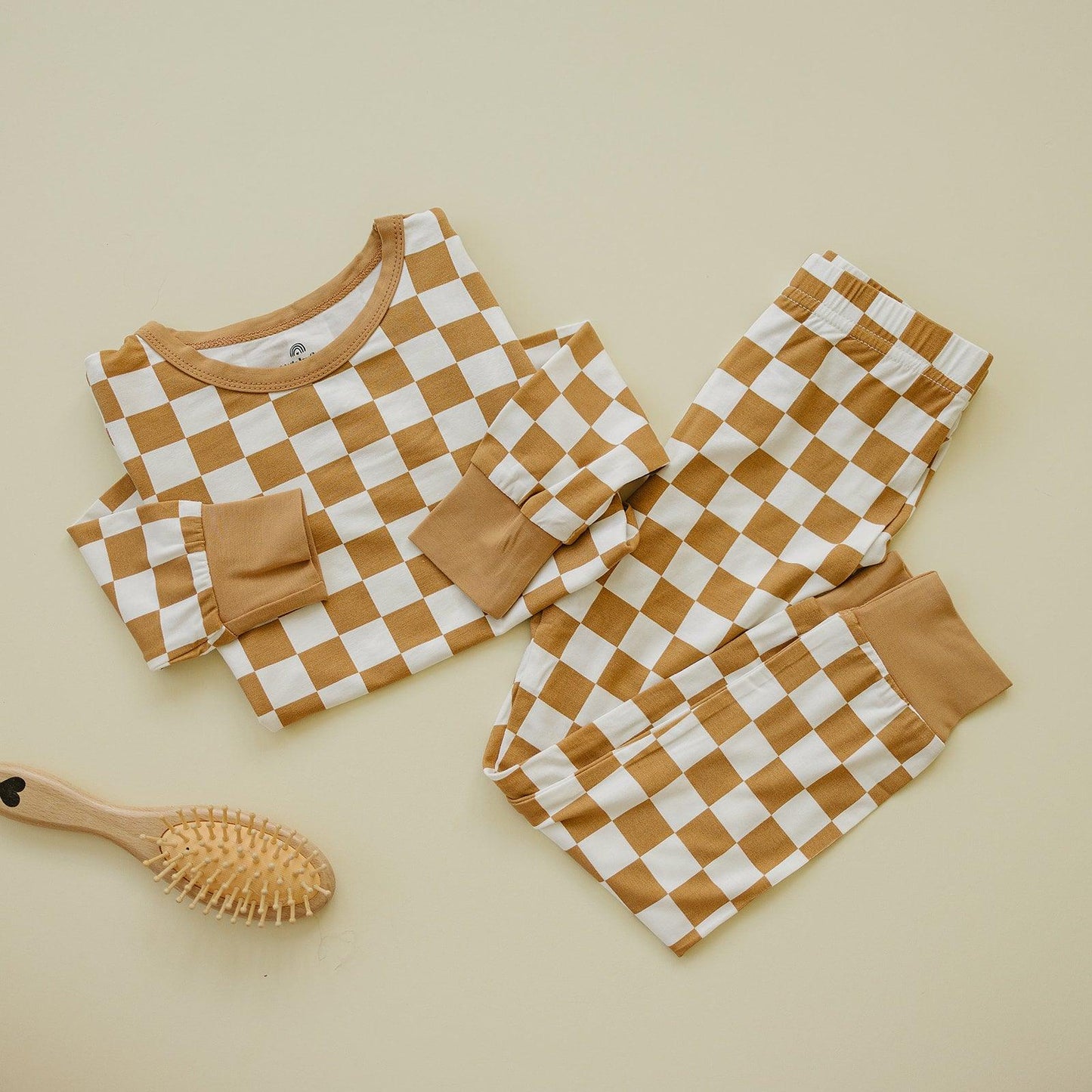 Checkered 2pc Pajama Set- Golden Coast