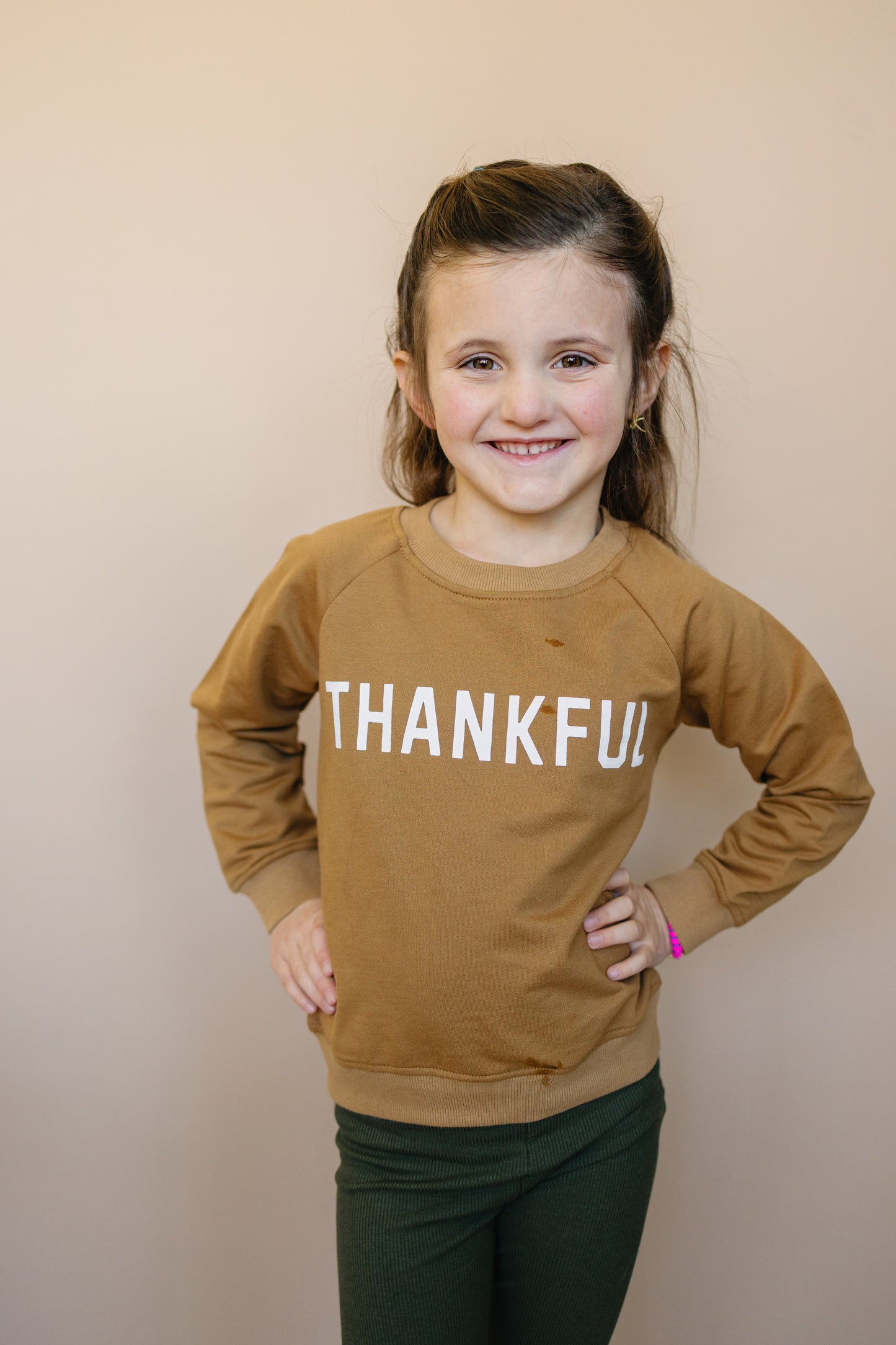 Thankful Organic Cotton Crewneck Sweatshirt - Cream or Brown
