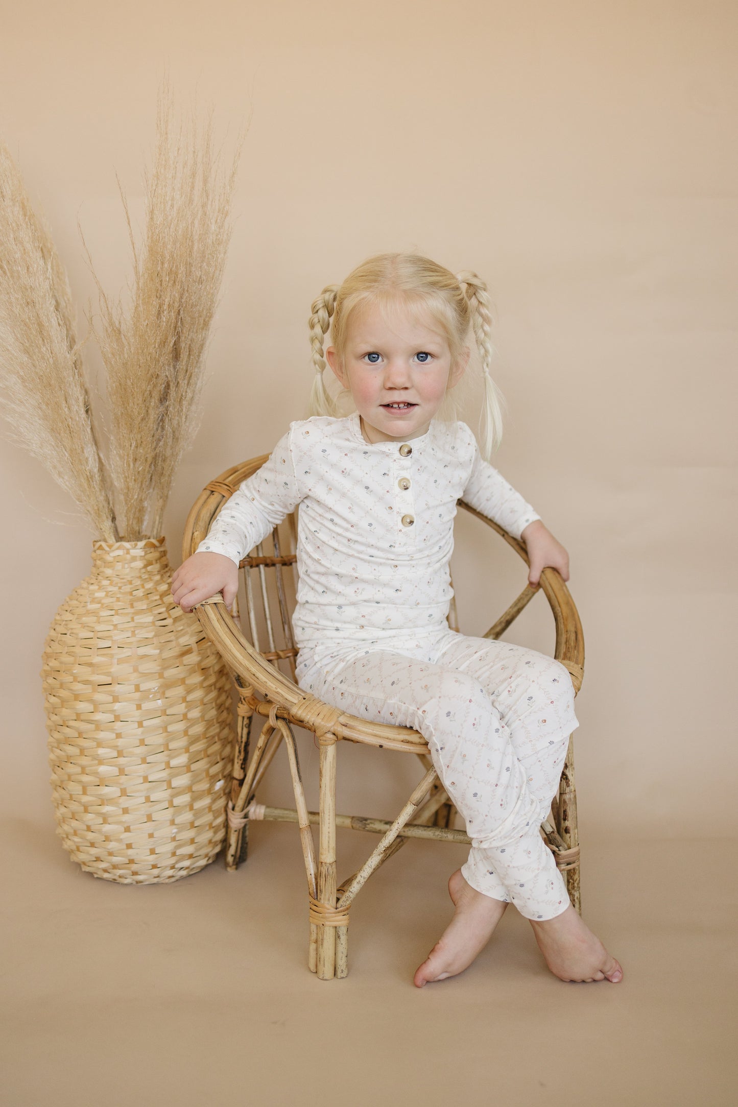 Vintage Blooms 2-Piece Henley Bamboo Pajamas