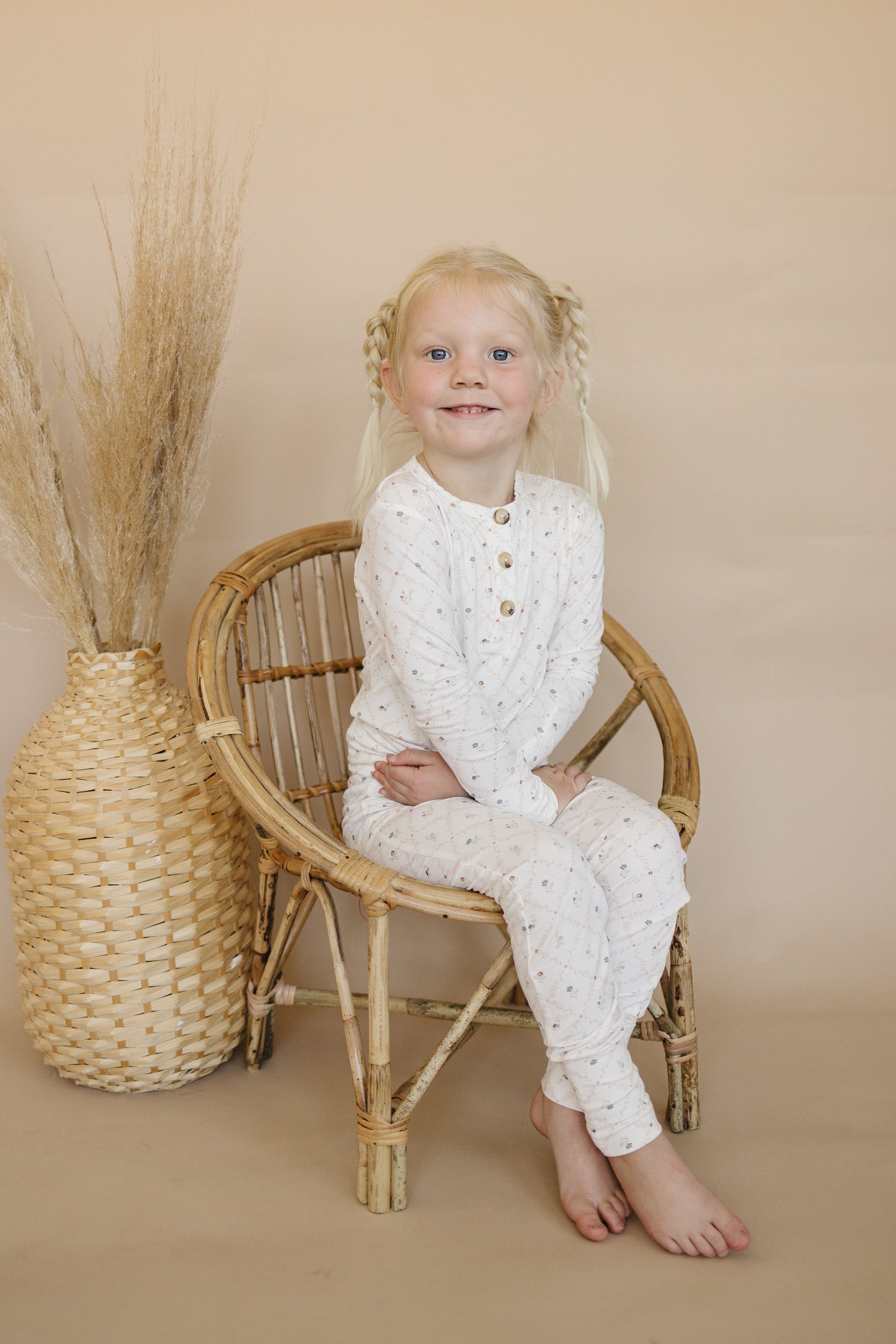 Vintage Blooms 2-Piece Henley Bamboo Pajamas