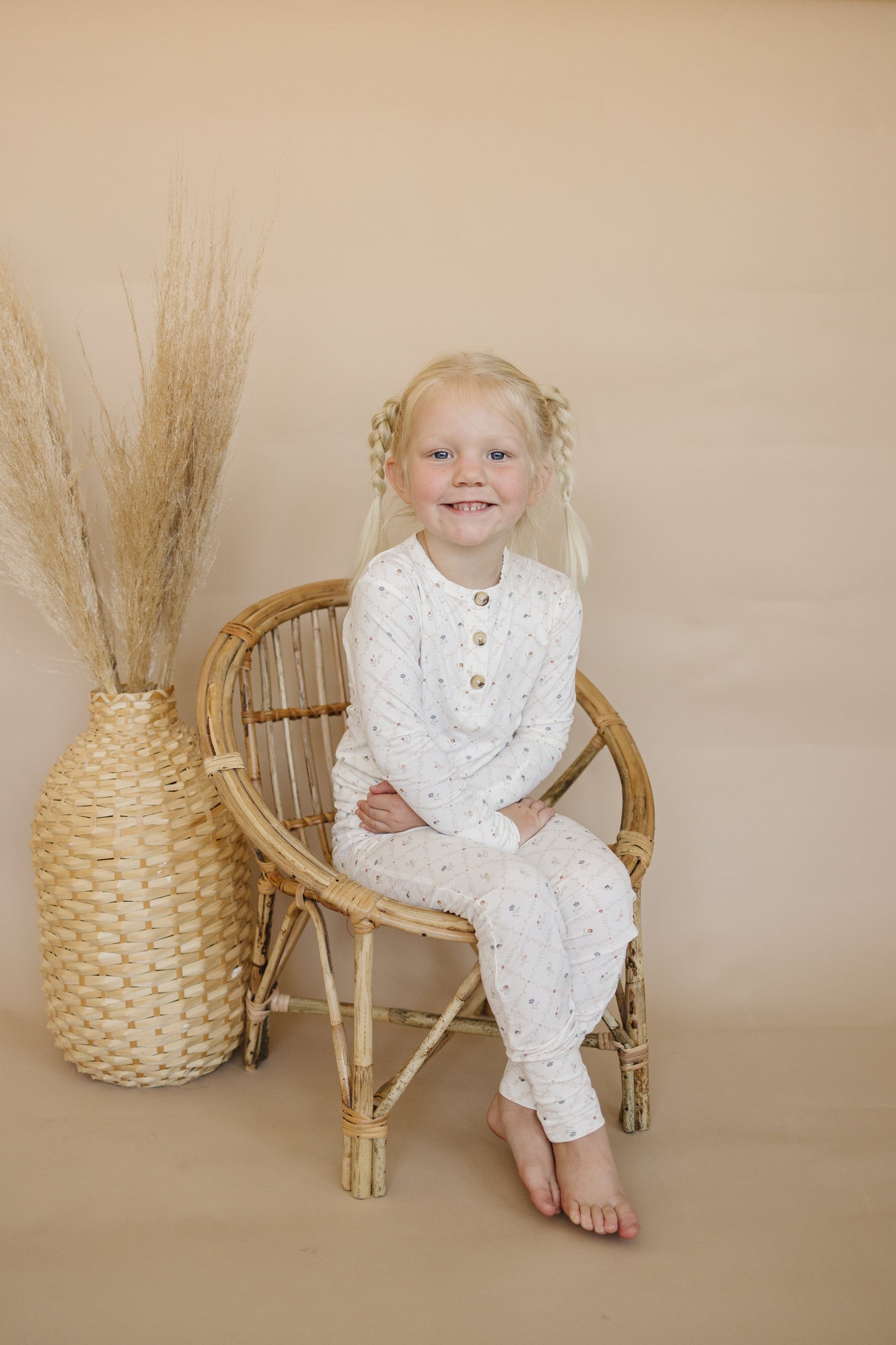 Vintage Blooms 2-Piece Henley Bamboo Pajamas