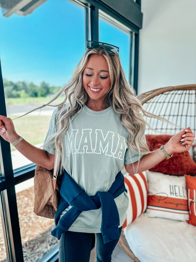 Mama Puff Letter Graphic Tee- Bay (Small)