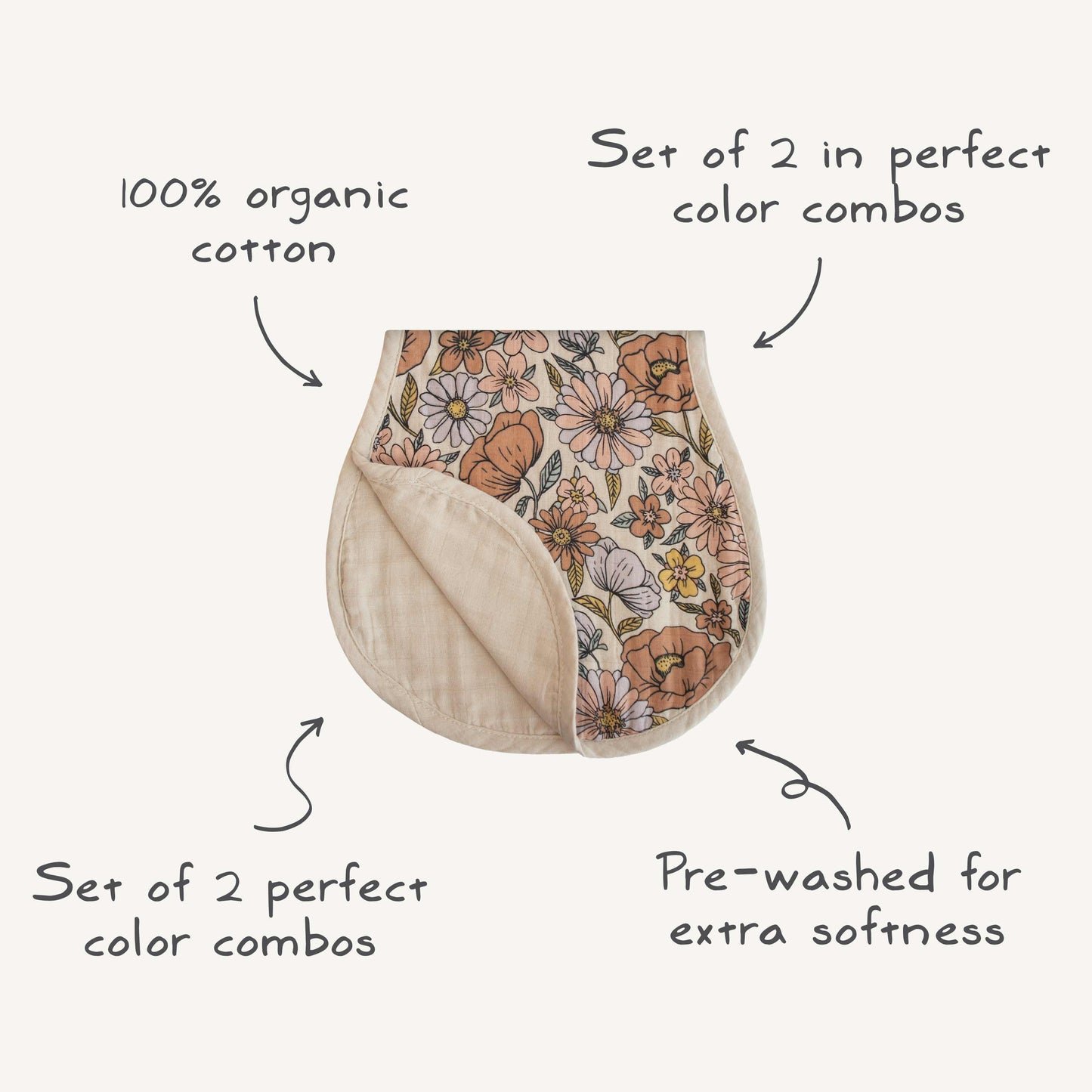 Organic Cotton Muslin Burp Cloth (2-Pack)-Multiple Color Options