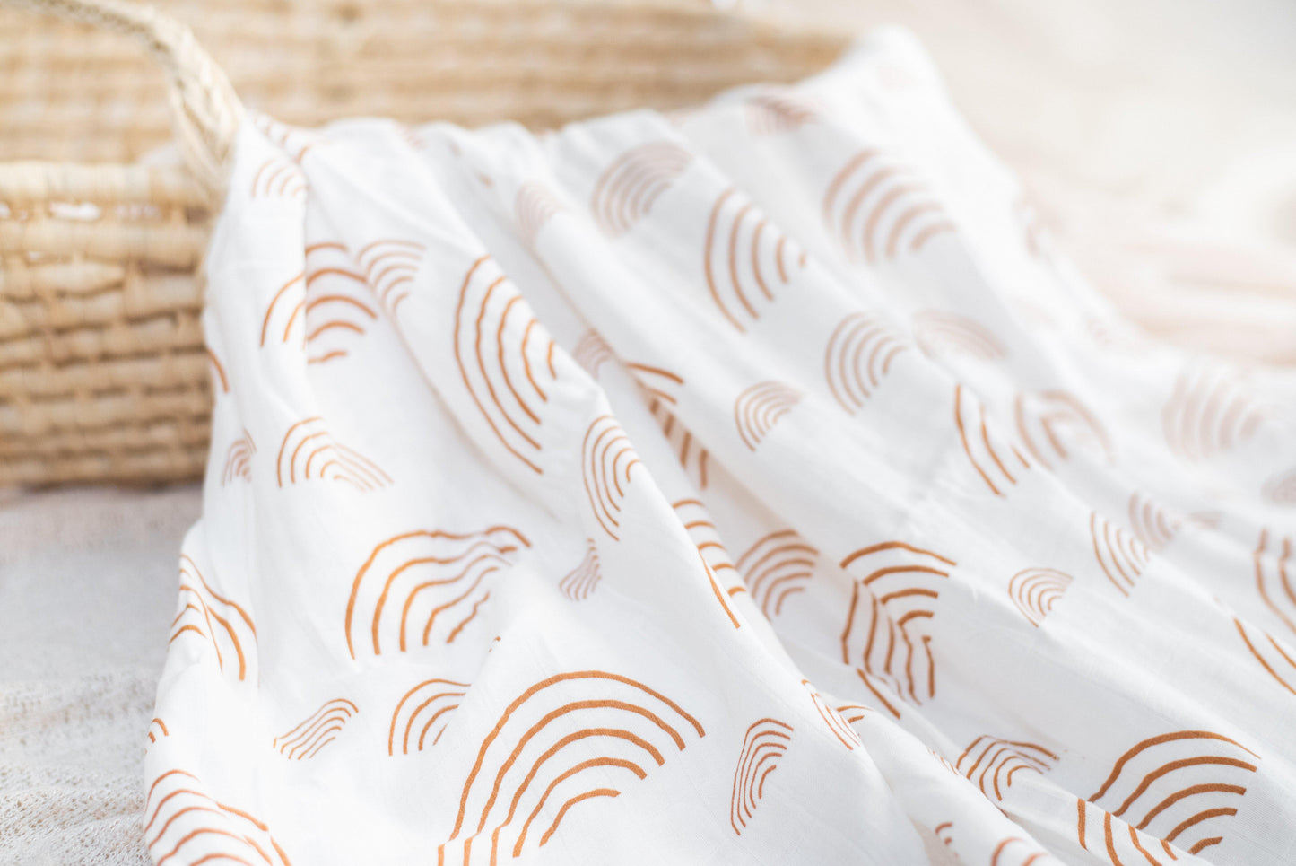 Muslin Swaddle Blanket - Caramel Rainbow