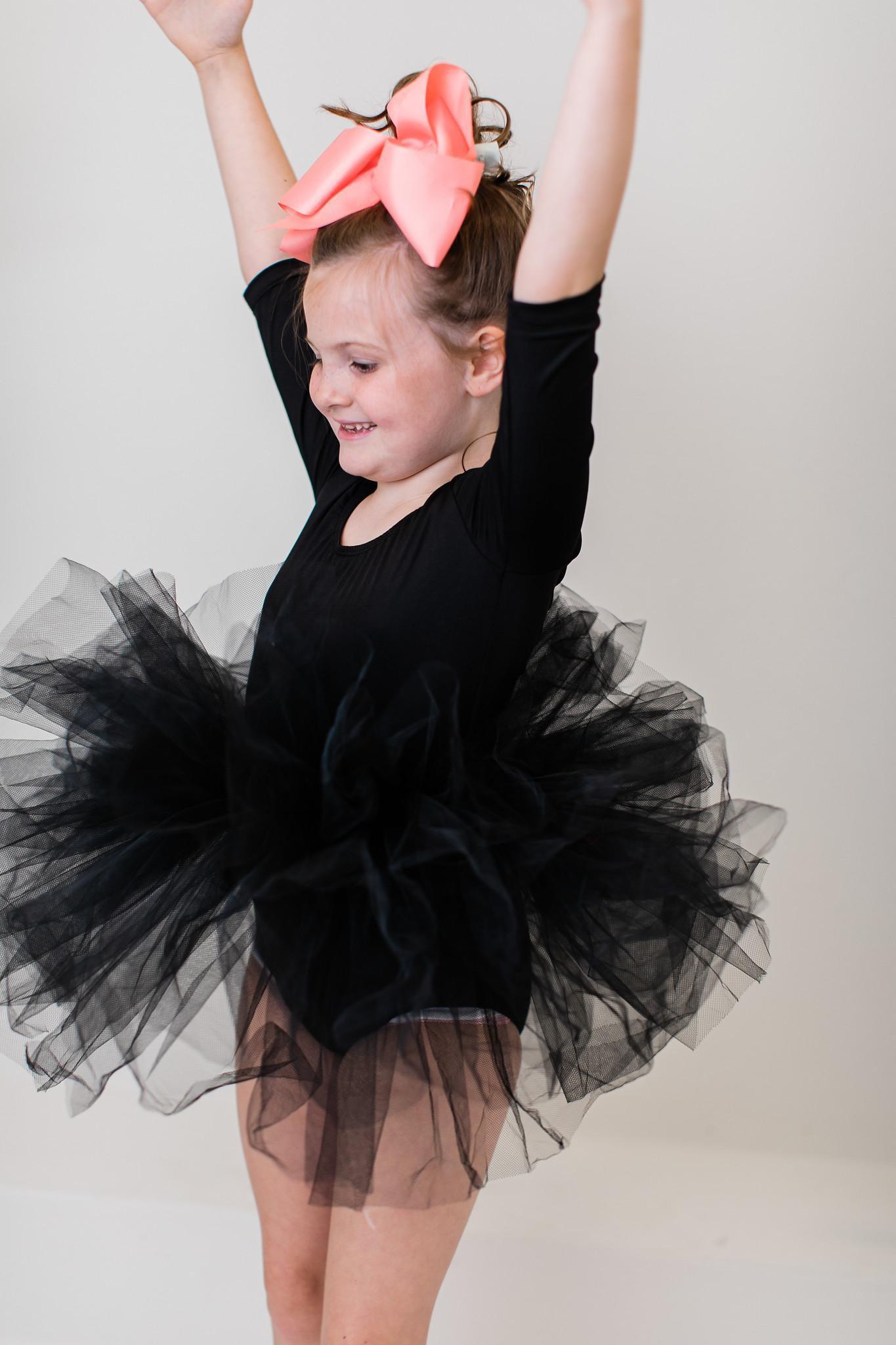 Black 3/4 Sleeve Tutu Leotard