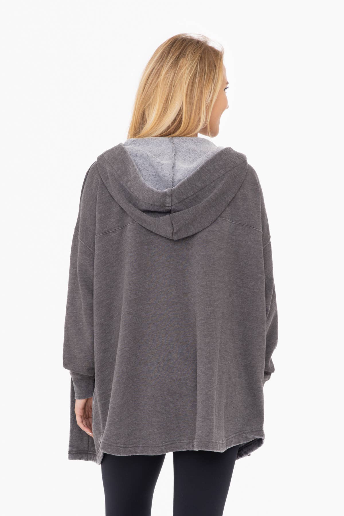Everyday Flow Fleece Hooded Cardigan- Black