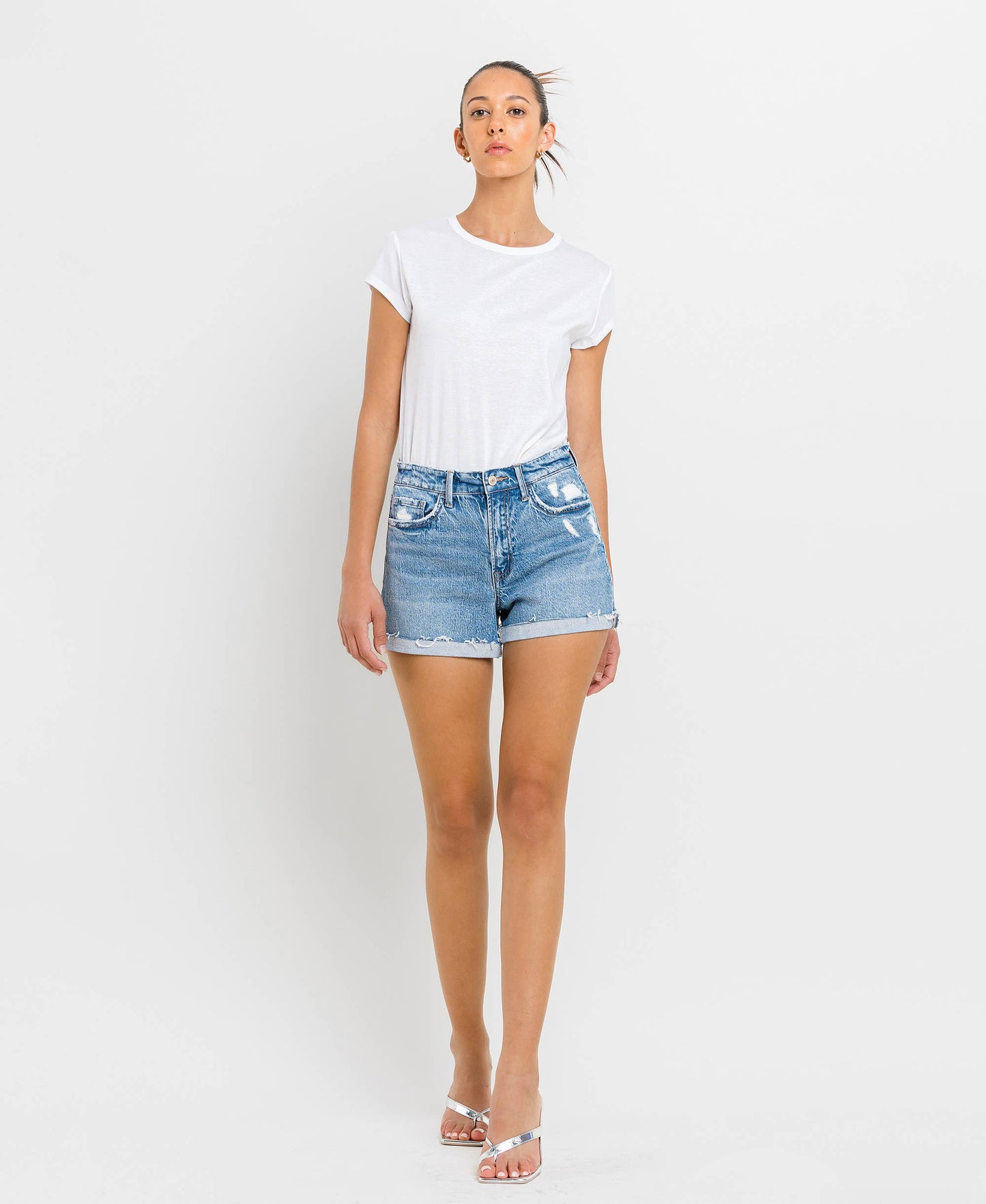 Vervet Riley High Rise Cuffed Shorts (Size Large)