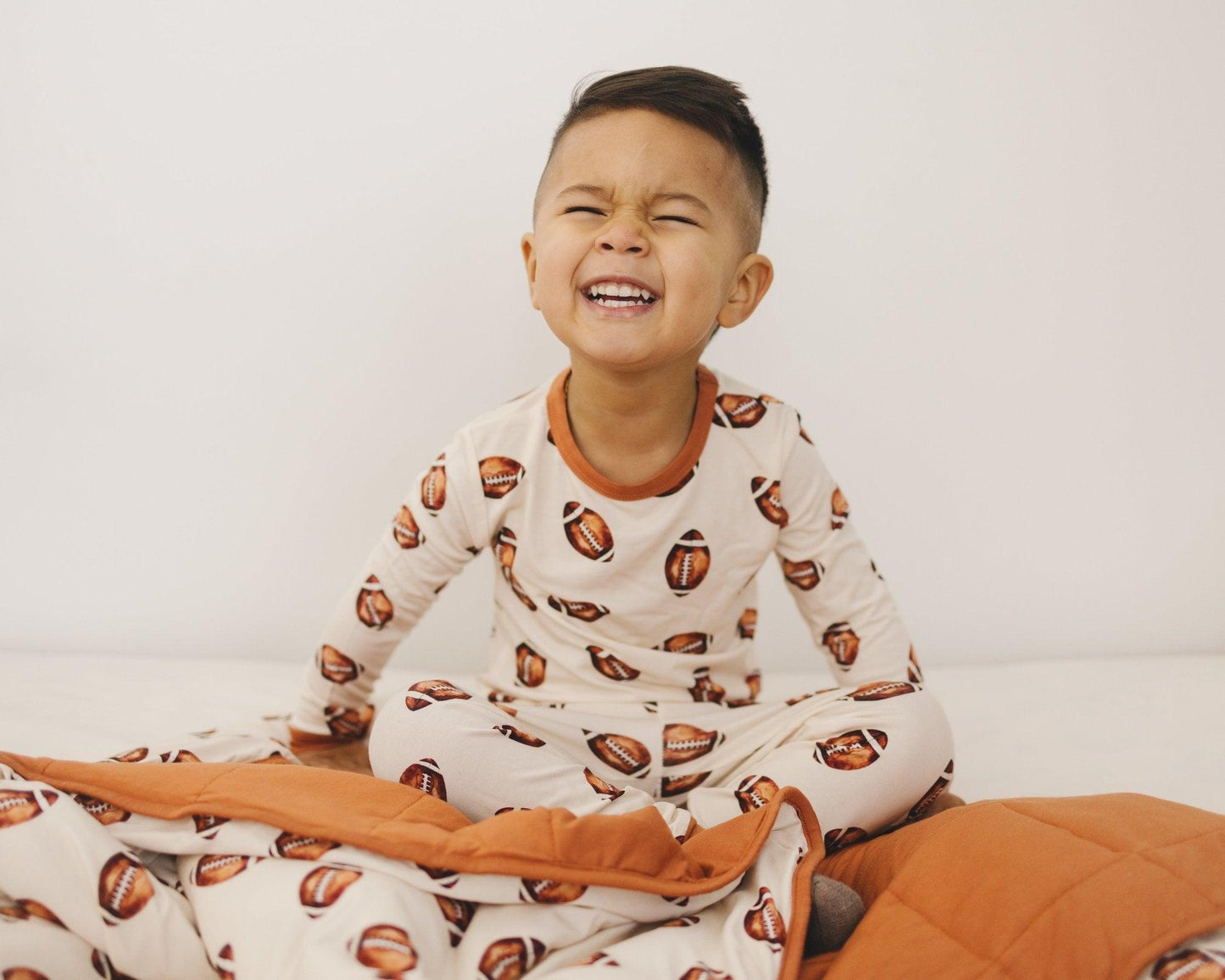 Football Print Quilted Bamboo Blanket