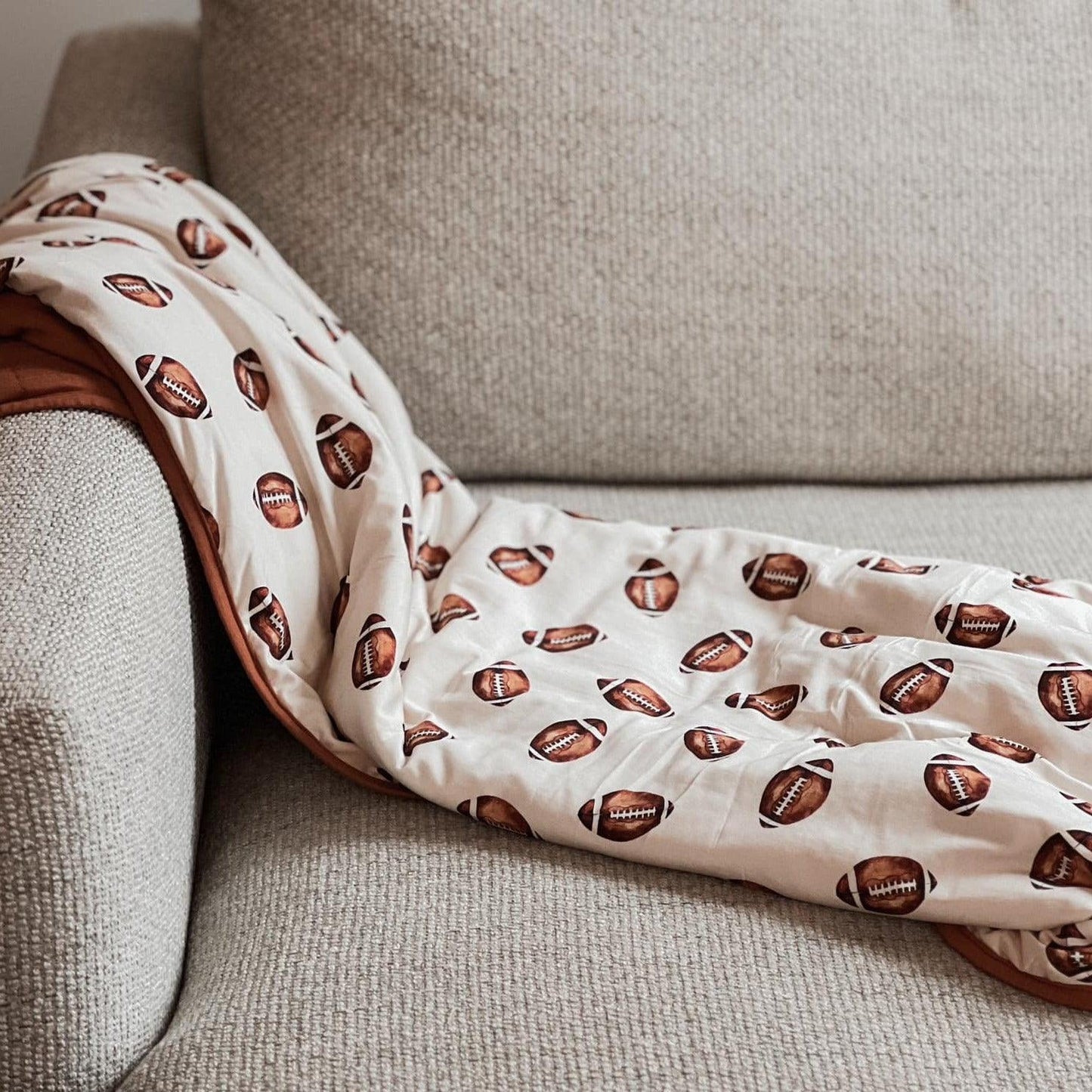 Football Print Quilted Bamboo Blanket