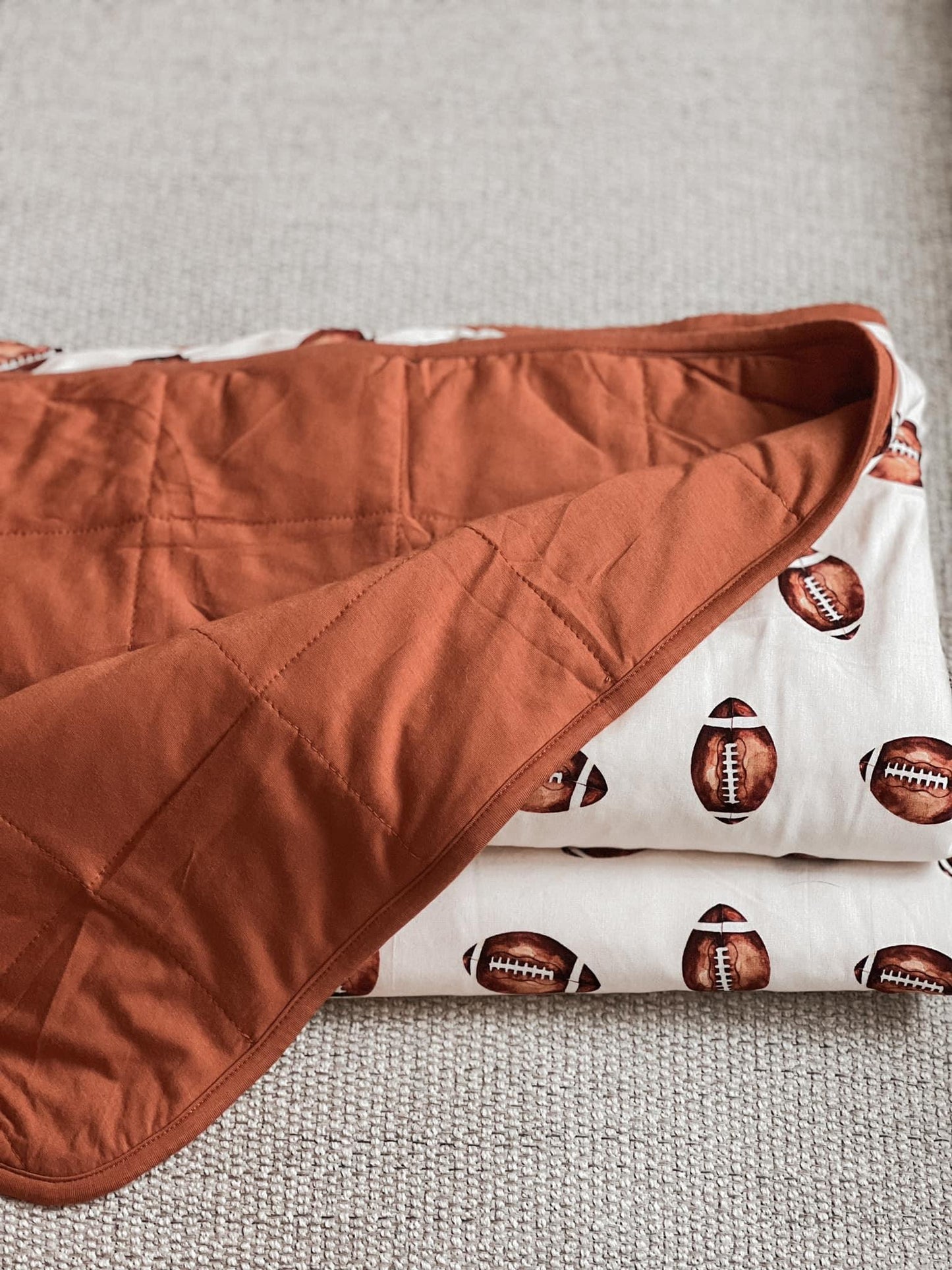 Football Print Quilted Bamboo Blanket