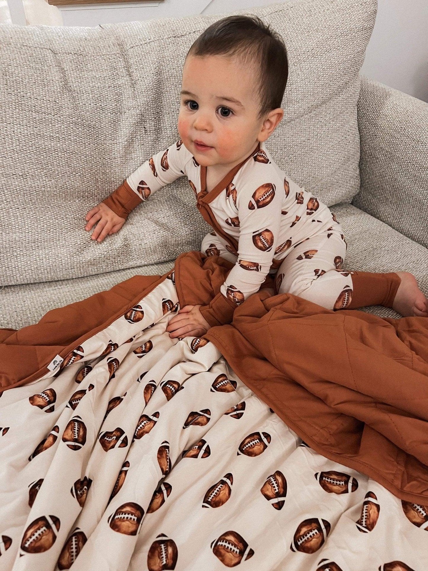 Football Print Quilted Bamboo Blanket