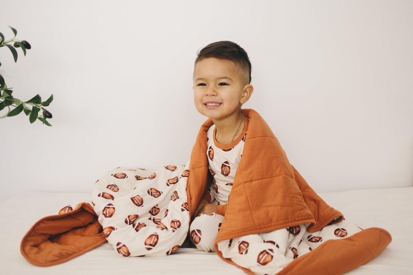 Football Print Quilted Bamboo Blanket