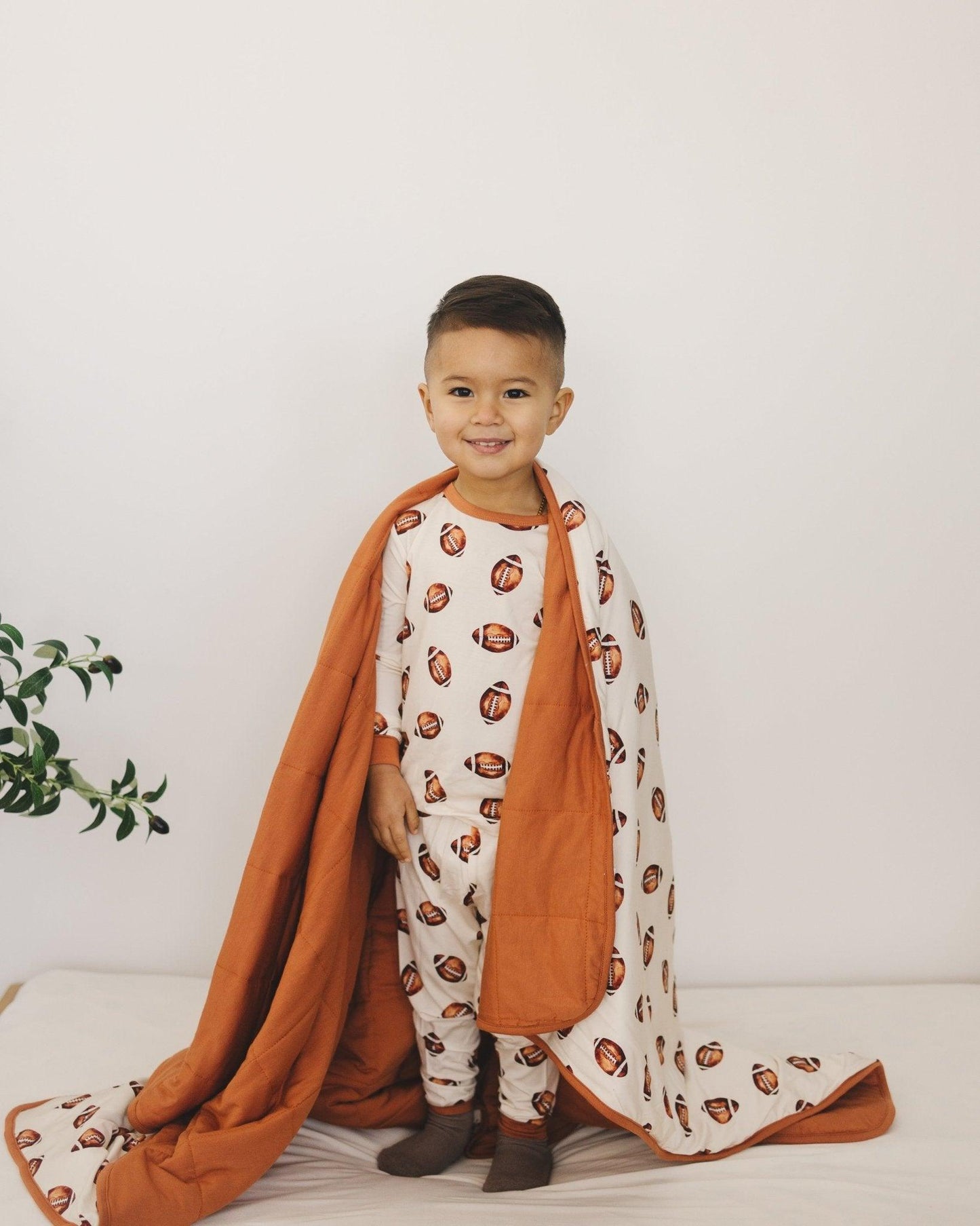 Football Print Quilted Bamboo Blanket