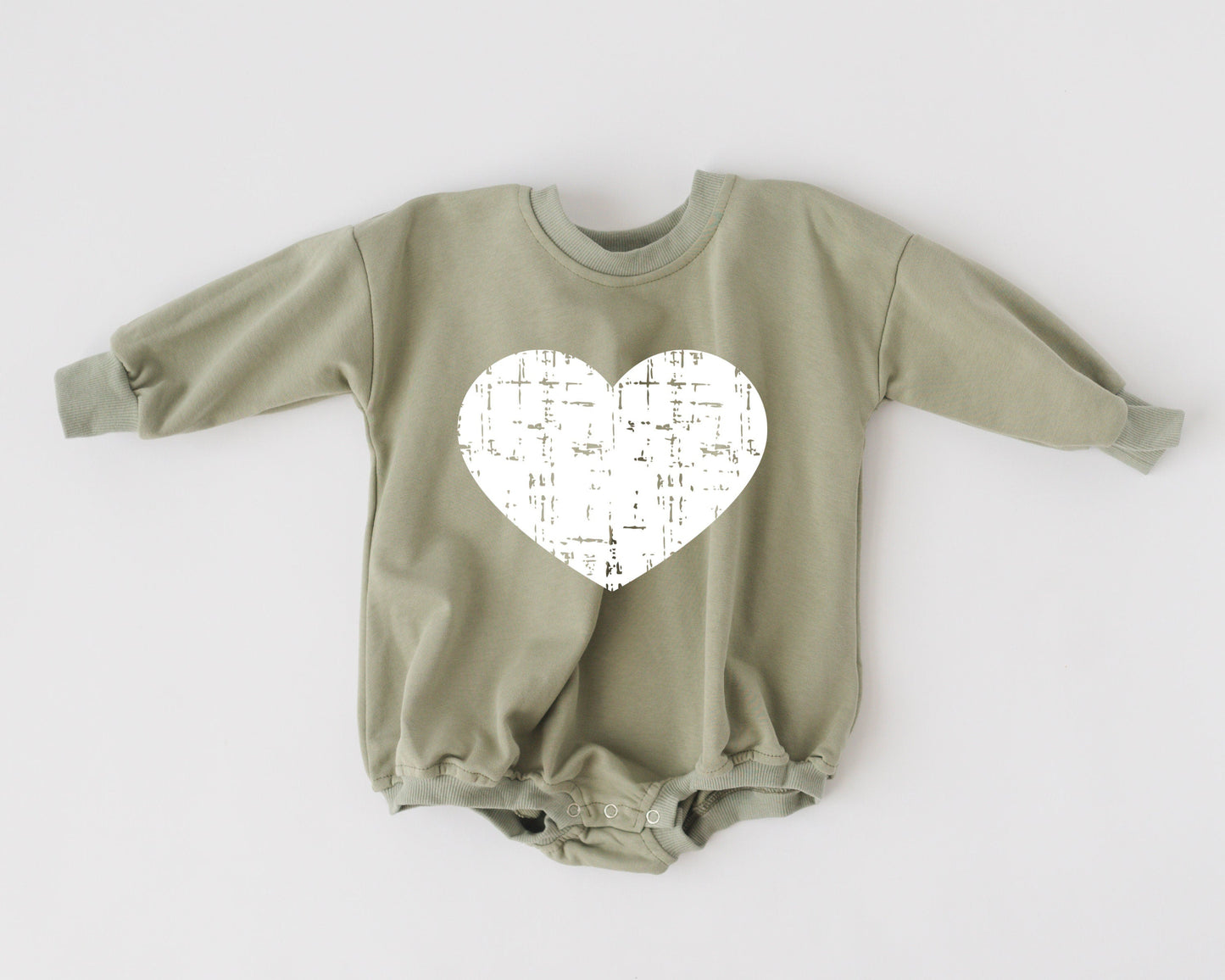 Distressed Heart Sweatshirt Romper - 5 colors