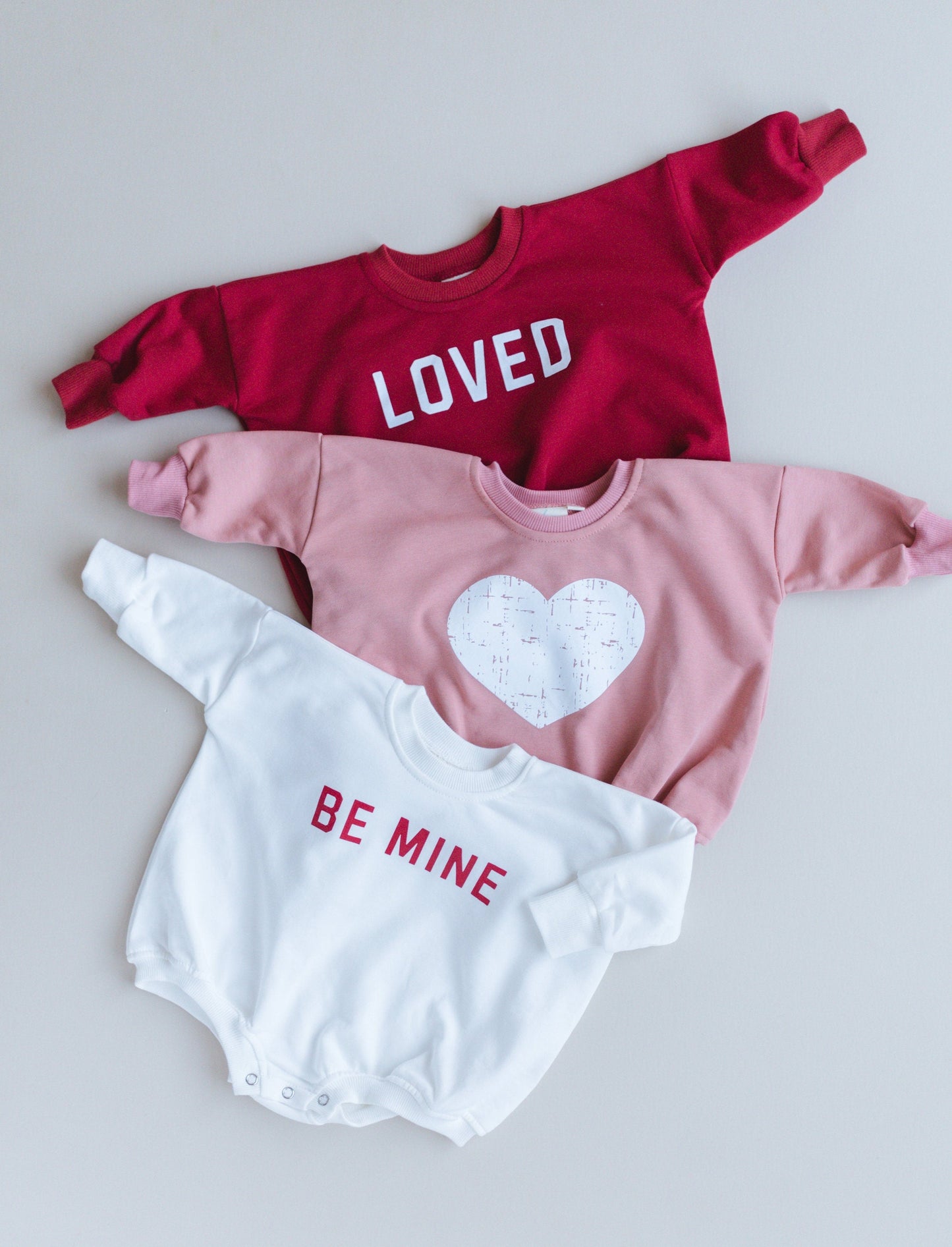 Distressed Heart Sweatshirt Romper - 5 colors
