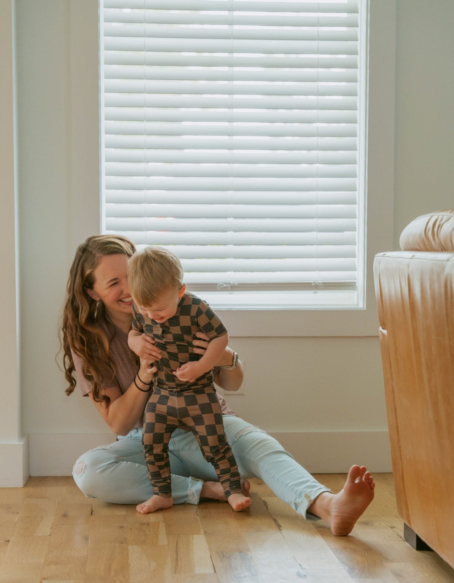 Checkered 2pc Pajama Set- Ink & Earth
