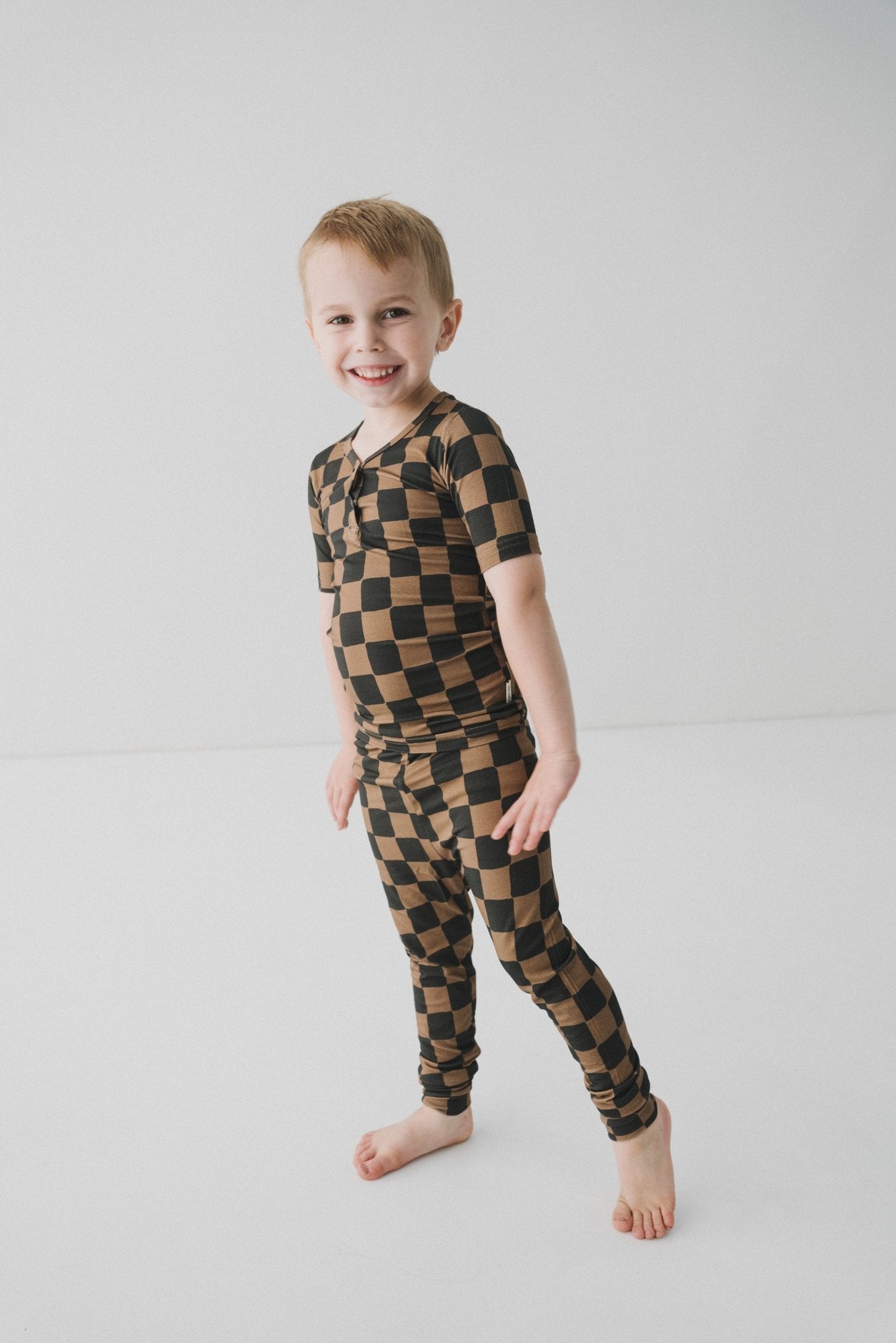 Checkered 2pc Pajama Set- Ink & Earth