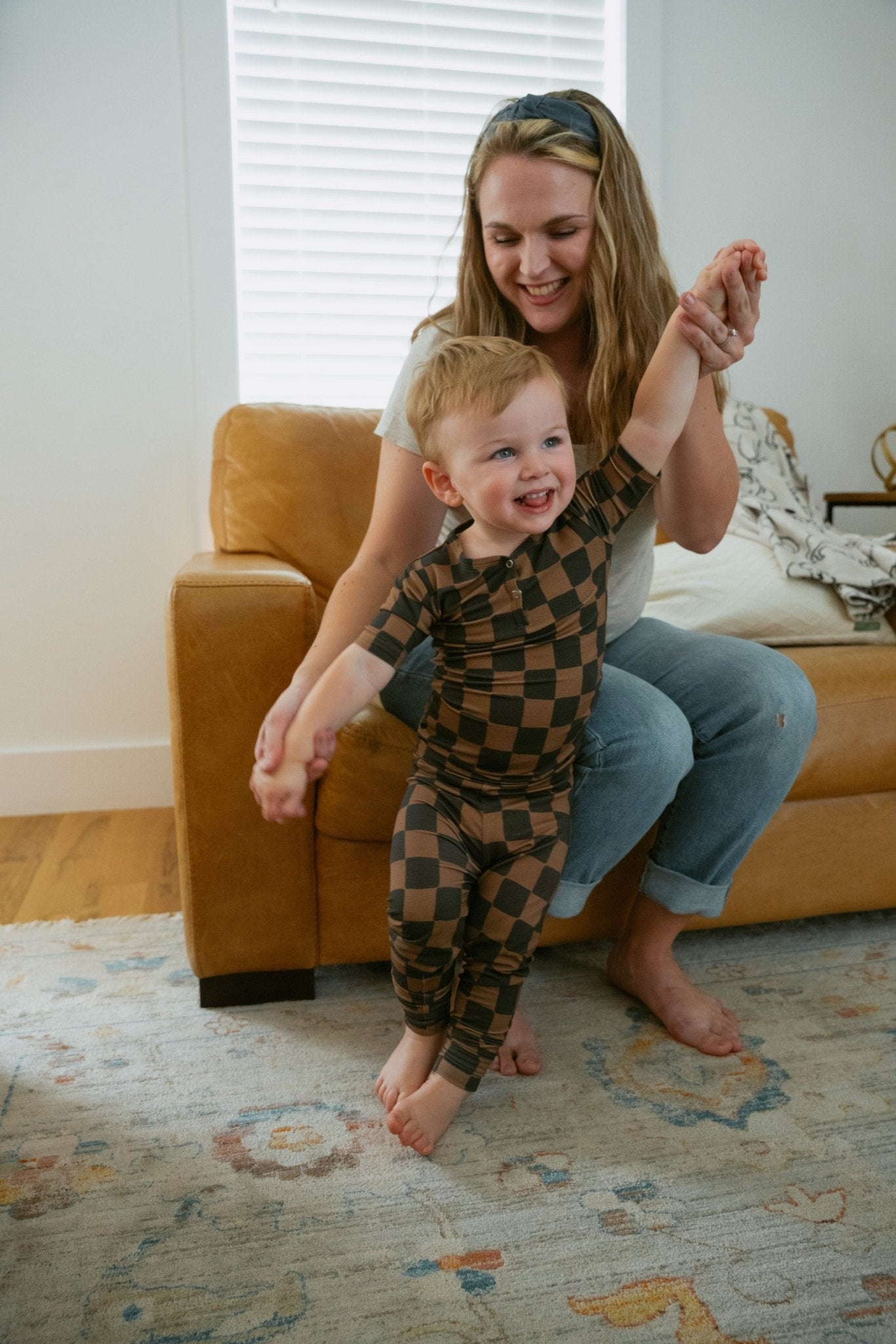 Checkered 2pc Pajama Set- Ink & Earth