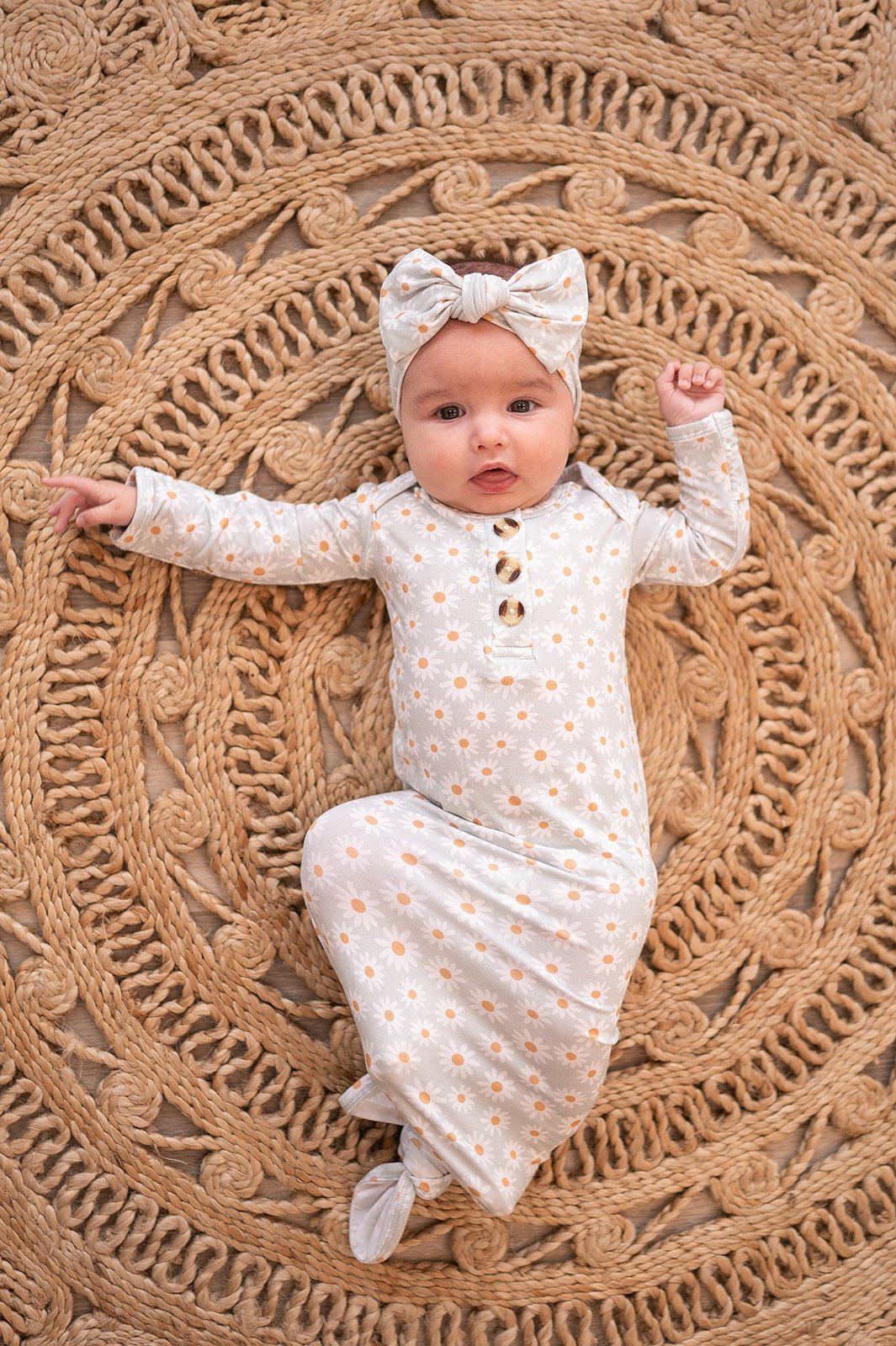 Knotted Baby Gown - Blue Daisy