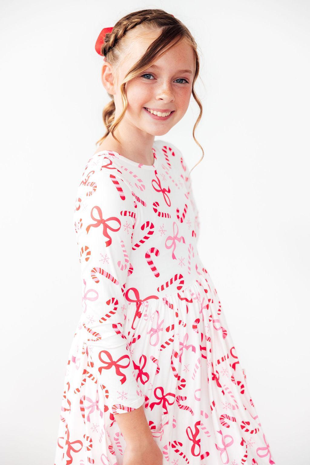 Candy Cane Lane Long Sleeve Pocket Twirl Dress