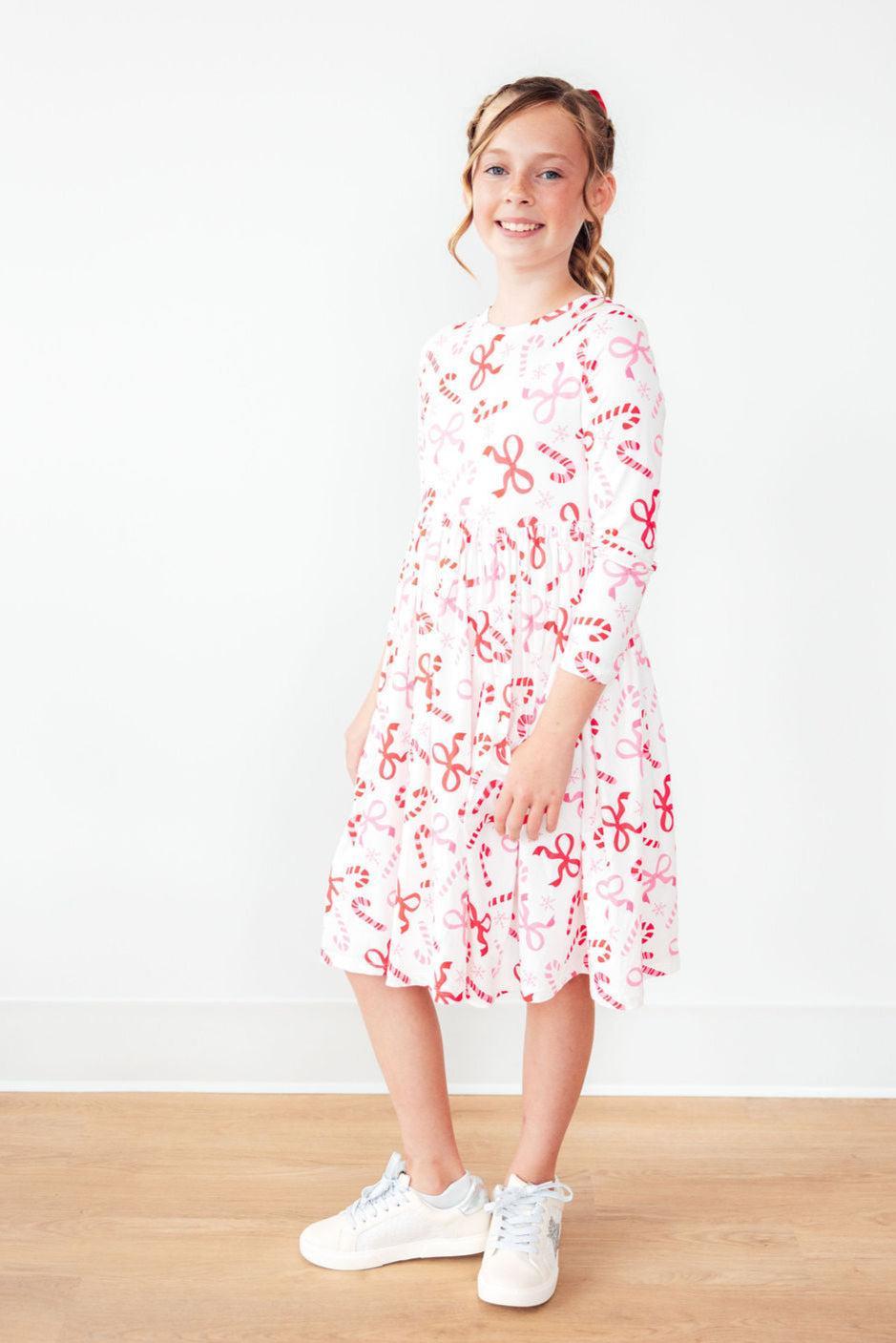 Candy Cane Lane Long Sleeve Pocket Twirl Dress