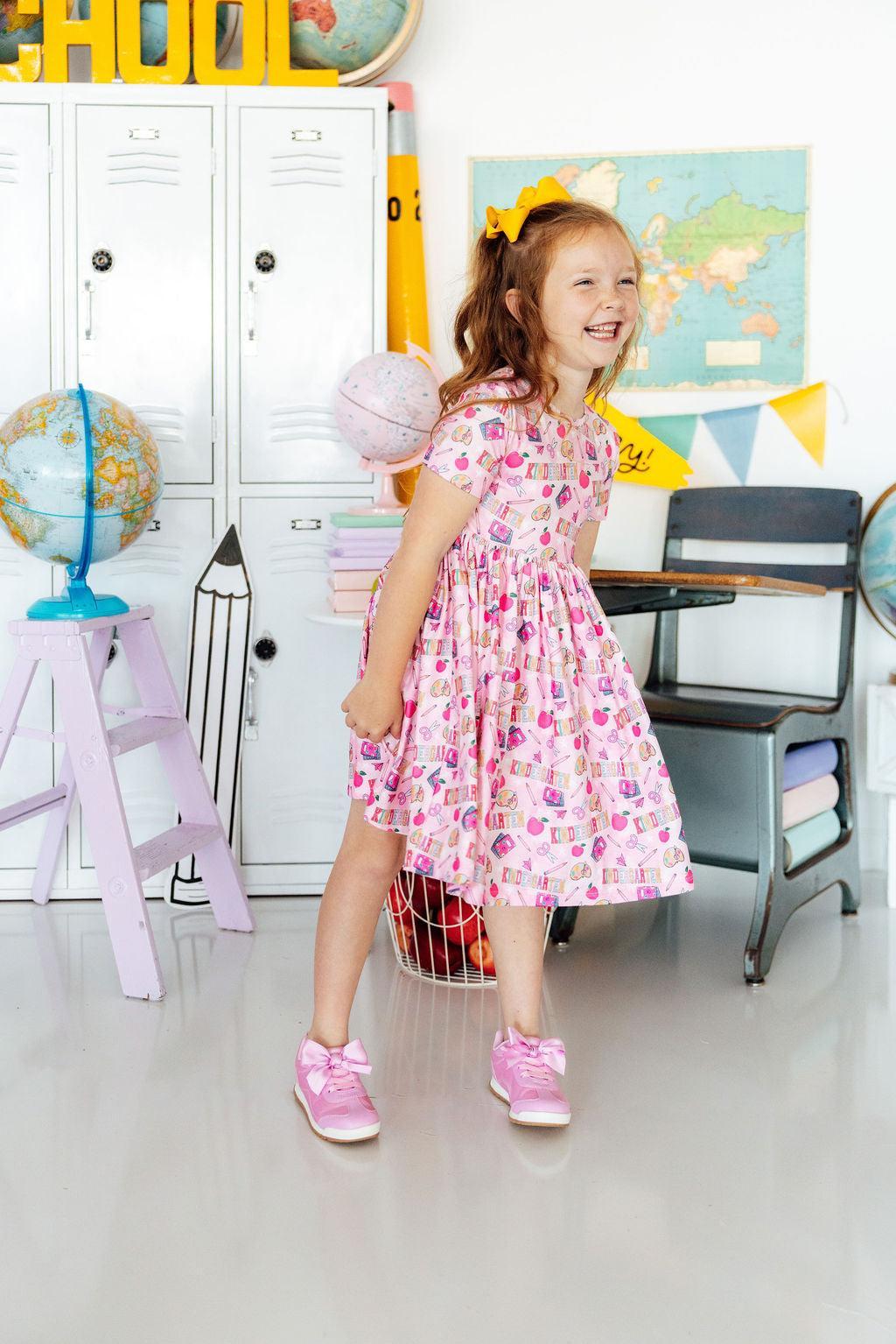 Kindergarten Short Sleeve Pocket Twirl Dress