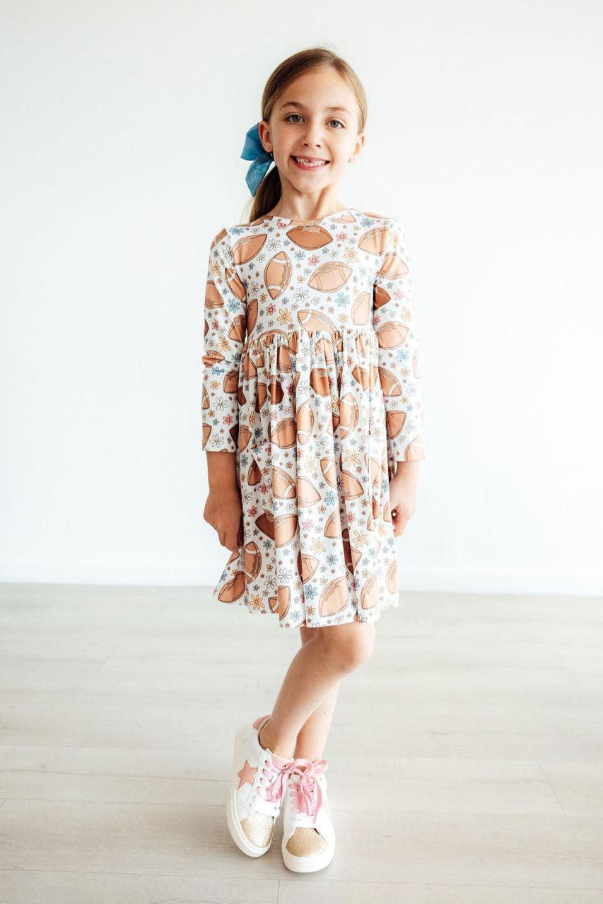 Football Friday Long-Sleeve Pocket Twirl Dress