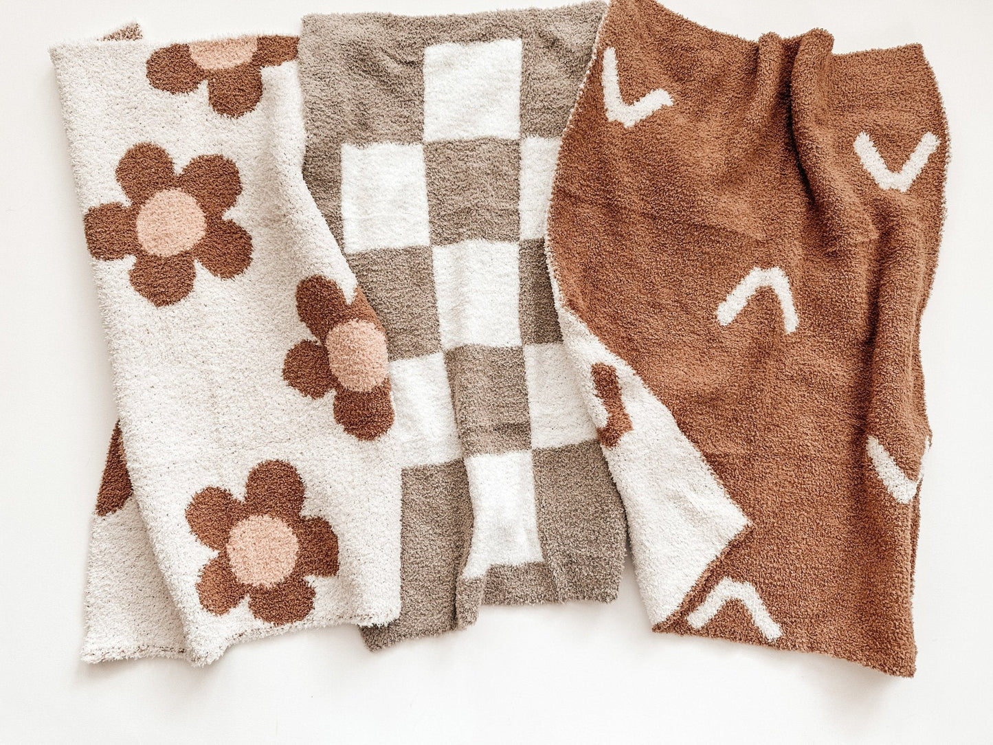 Plush Mini Blanket - Taupe Checker