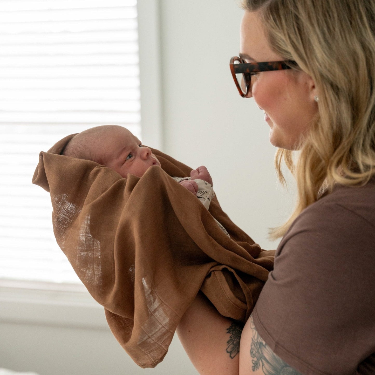 Mocha Muslin Swaddle Blanket