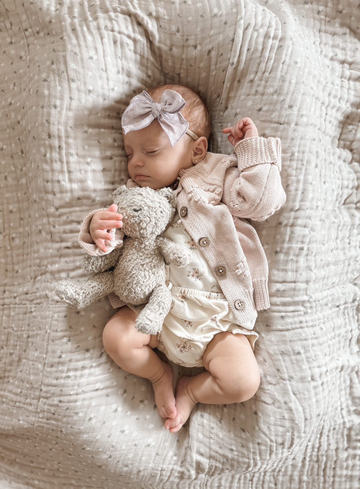 Muslin 6 Layer Blanket - White Tiny Floral