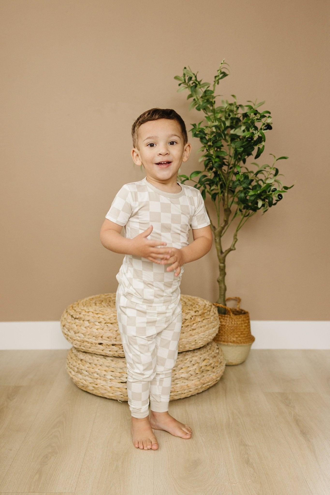 Checker 2pc Pajama Set- Neutral