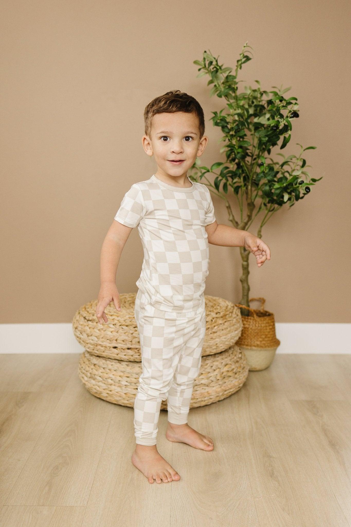 Checker 2pc Pajama Set- Neutral