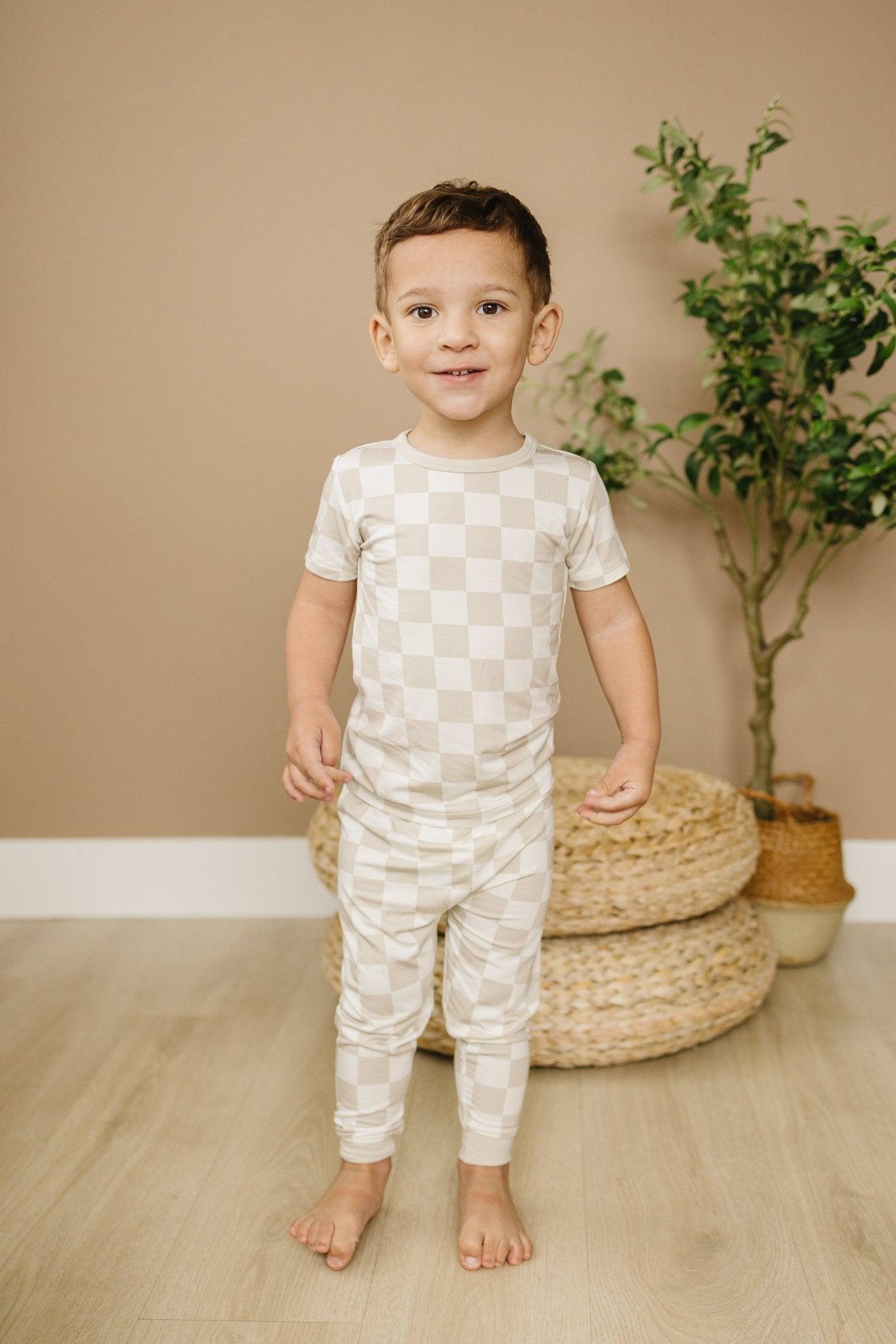 Checker 2pc Pajama Set- Neutral