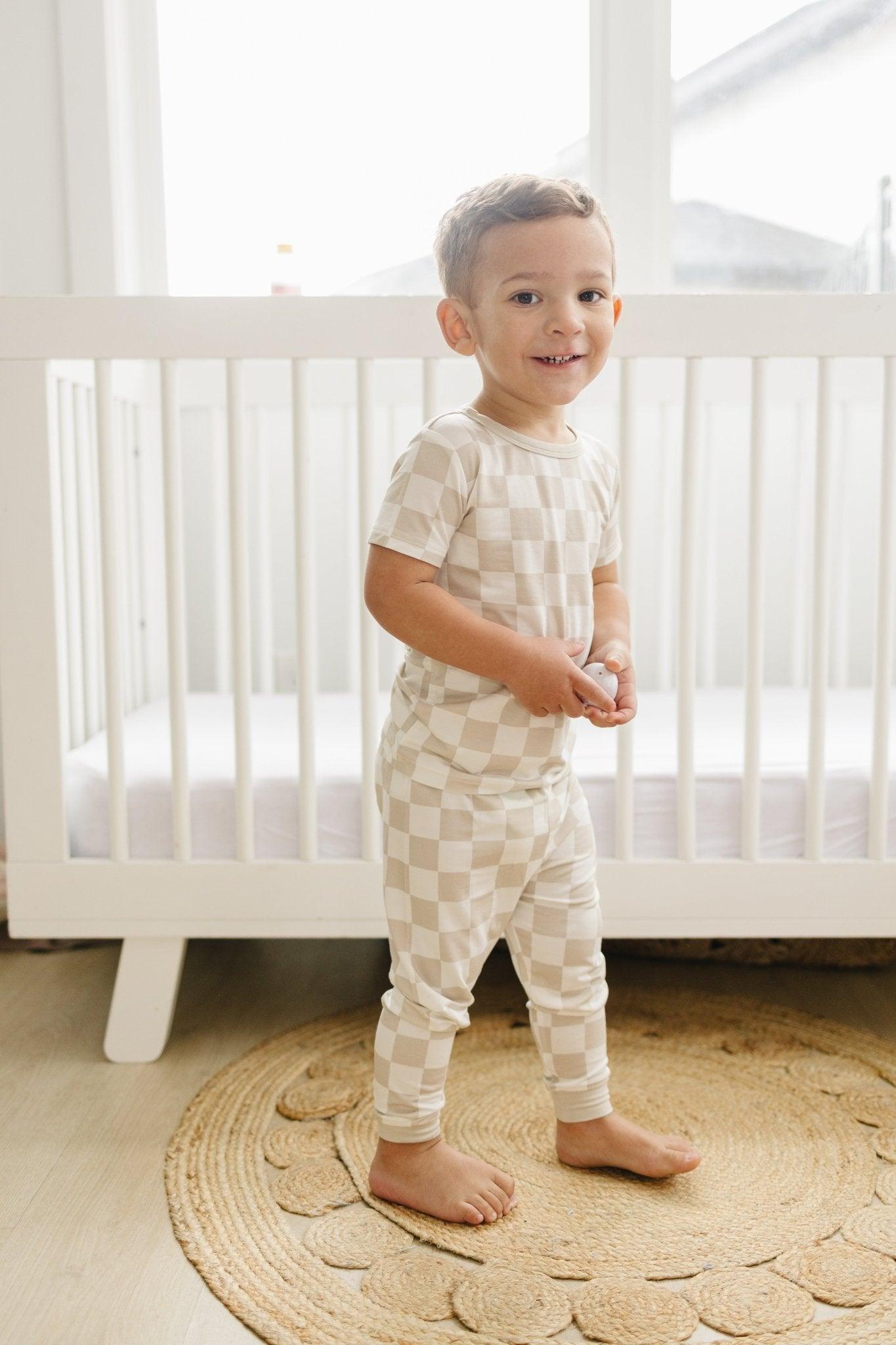Checker 2pc Pajama Set- Neutral
