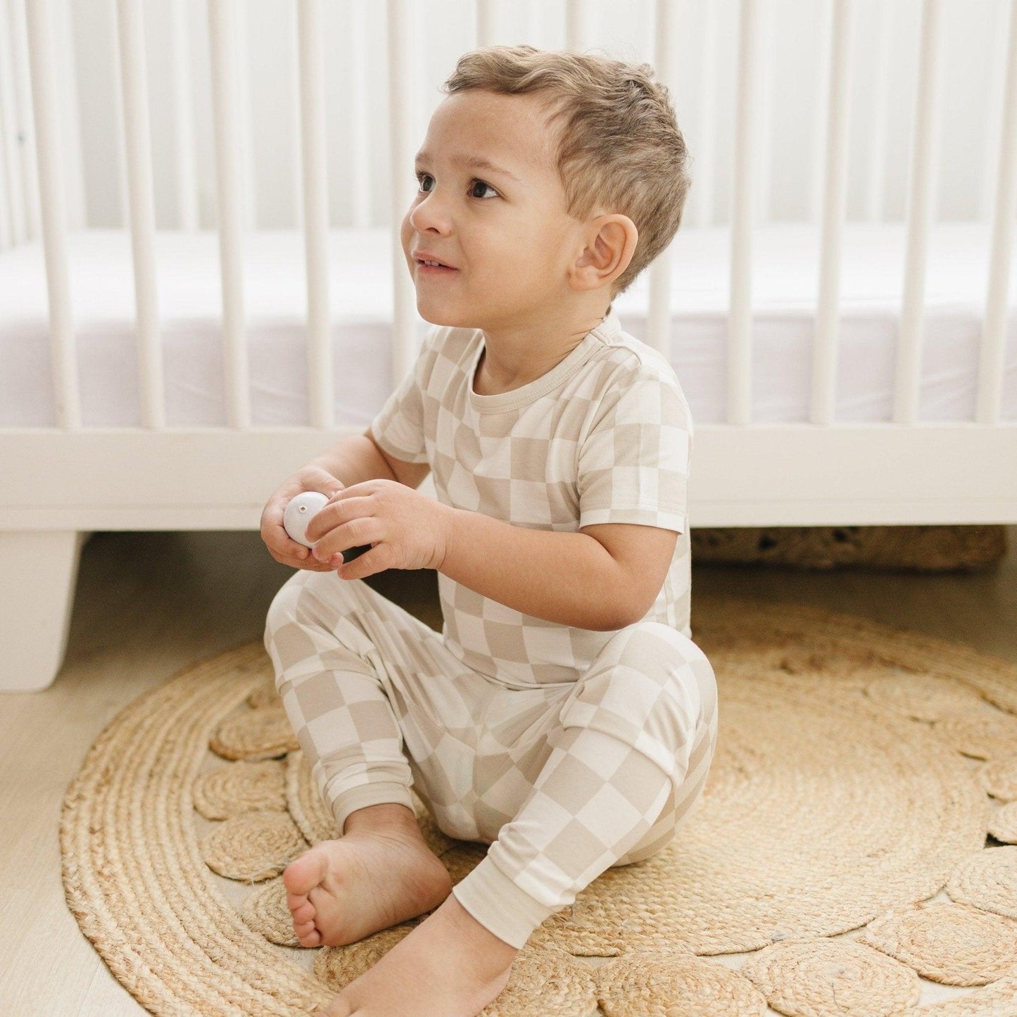 Checker 2pc Pajama Set- Neutral