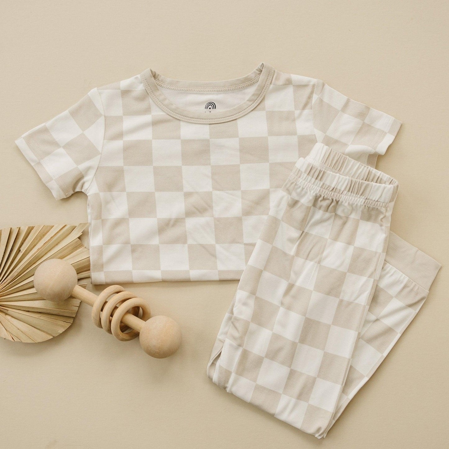 Checker 2pc Pajama Set- Neutral