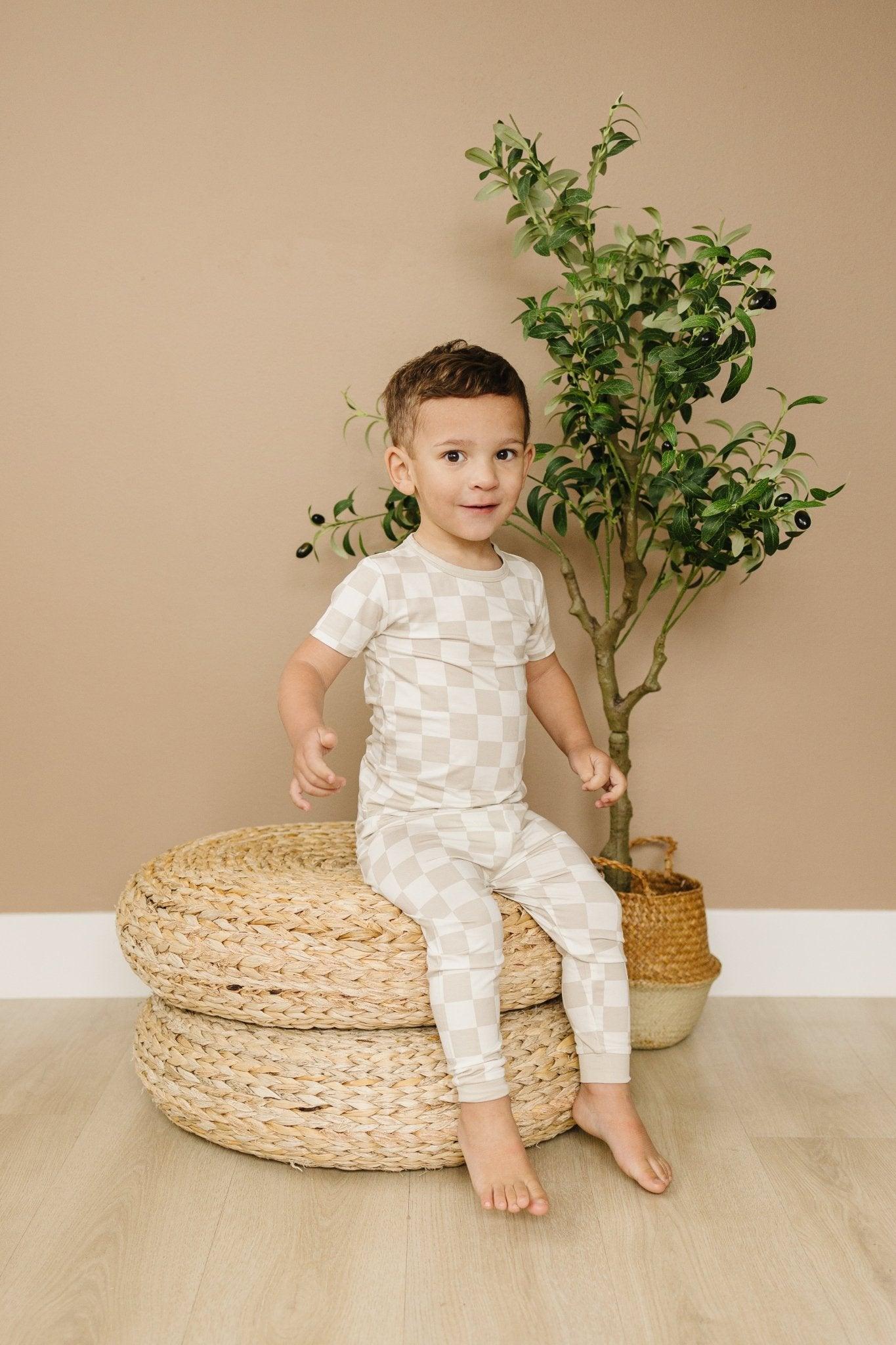 Checker 2pc Pajama Set- Neutral