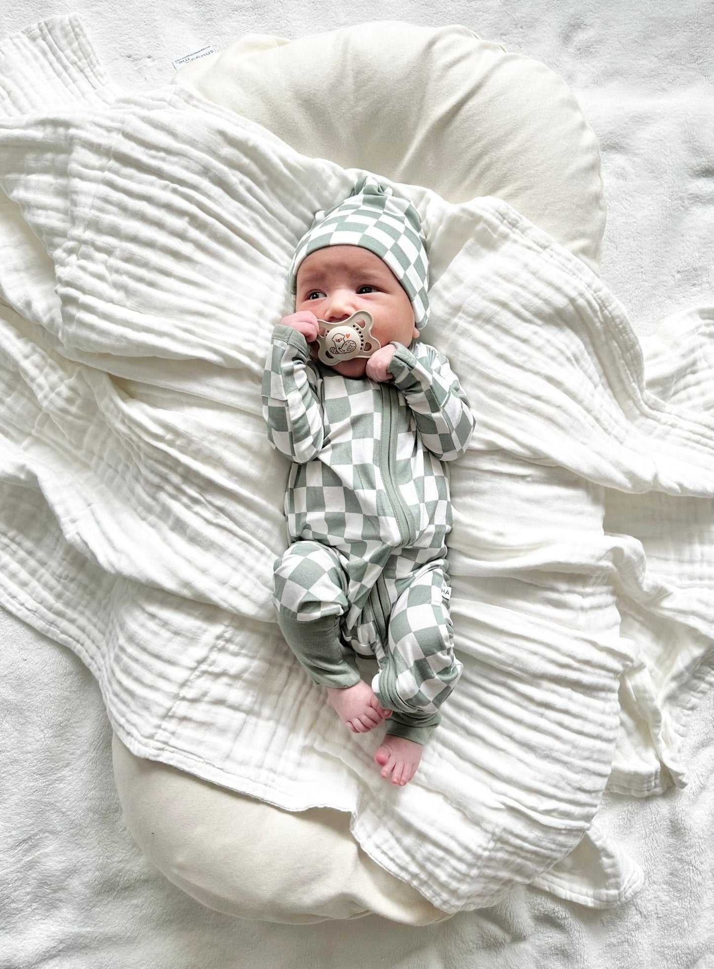 Zipper Romper - Jade Checker