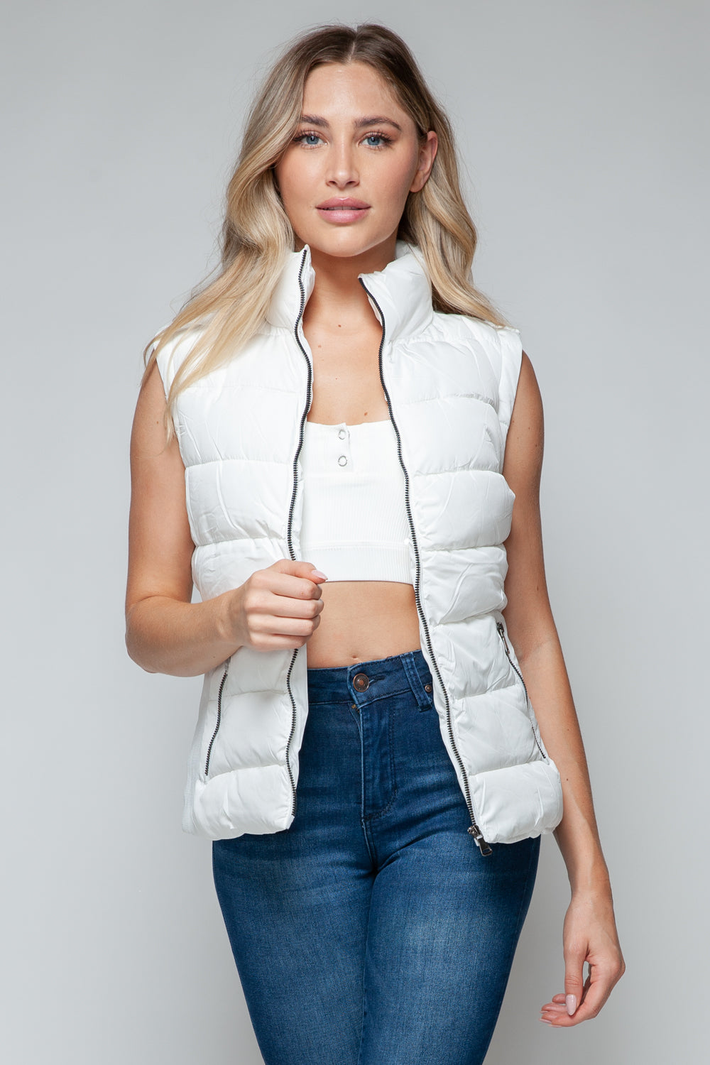 Apres Ski Zip Up Vest- White