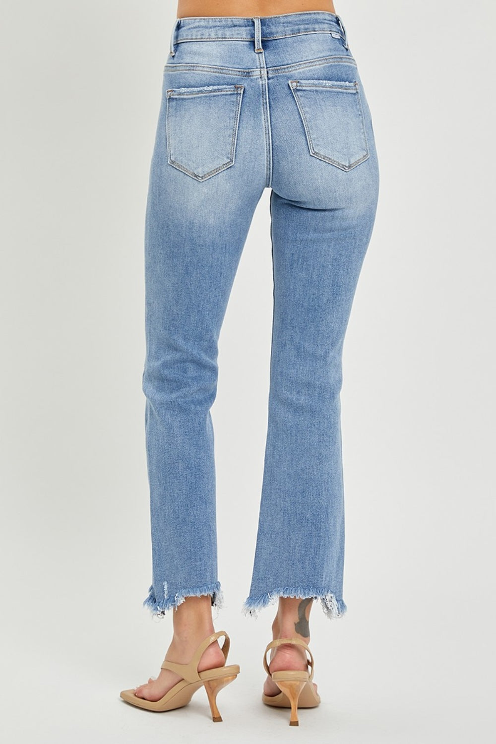 RISEN Kiara Frayed Hem Cropped Straight Jeans