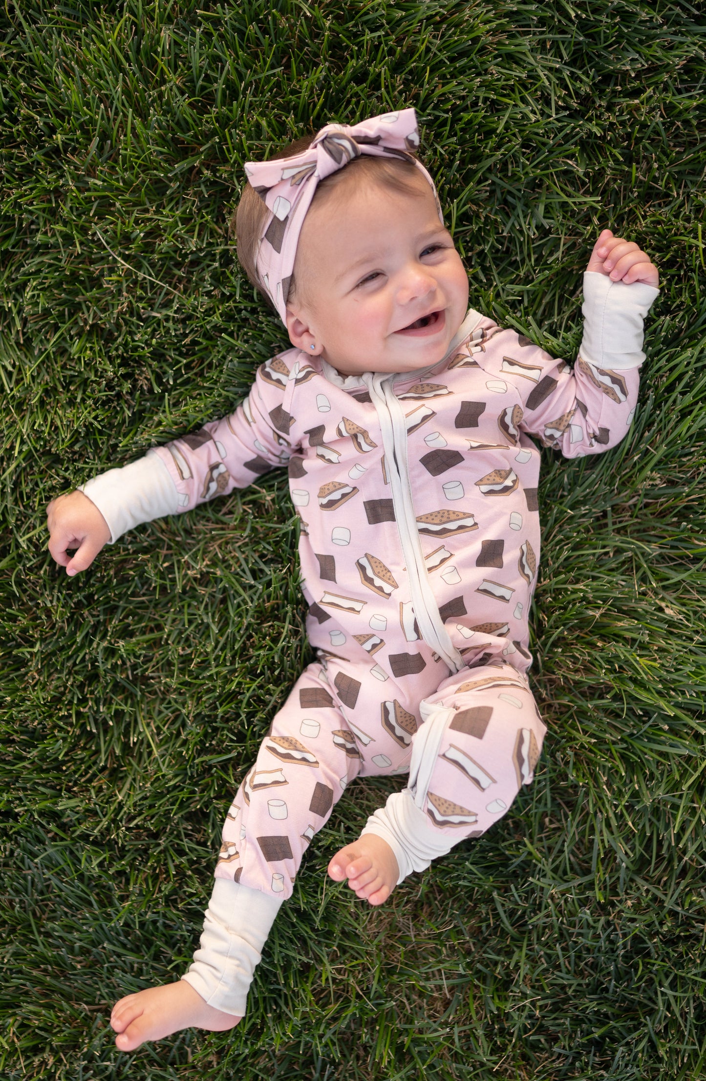 S'more to Love Convertible Zip Footie Pajama- Pink