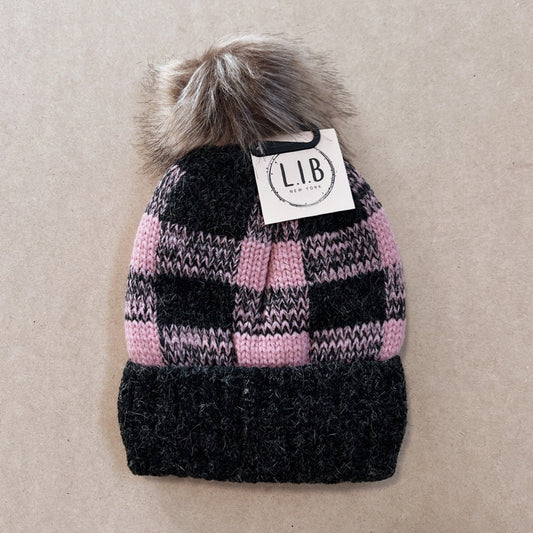 Pink Buffalo Plaid Beanie