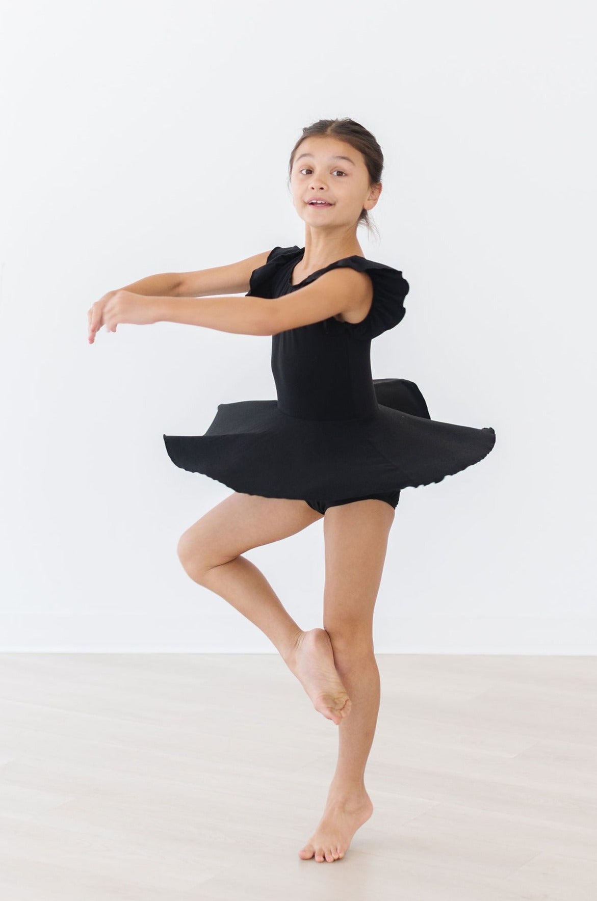 Black Short Sleeve Twirl Leotard