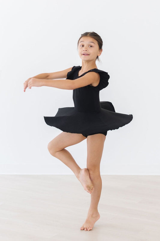 Black Short Sleeve Twirl Leotard