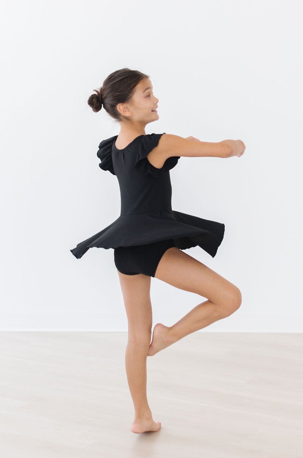 Black Short Sleeve Twirl Leotard